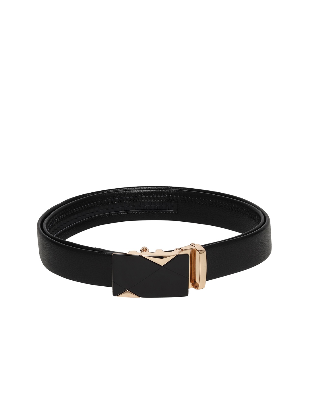 

WINSOME DEAL Men Textured Slider Buckle Closure Formal Belt, Black