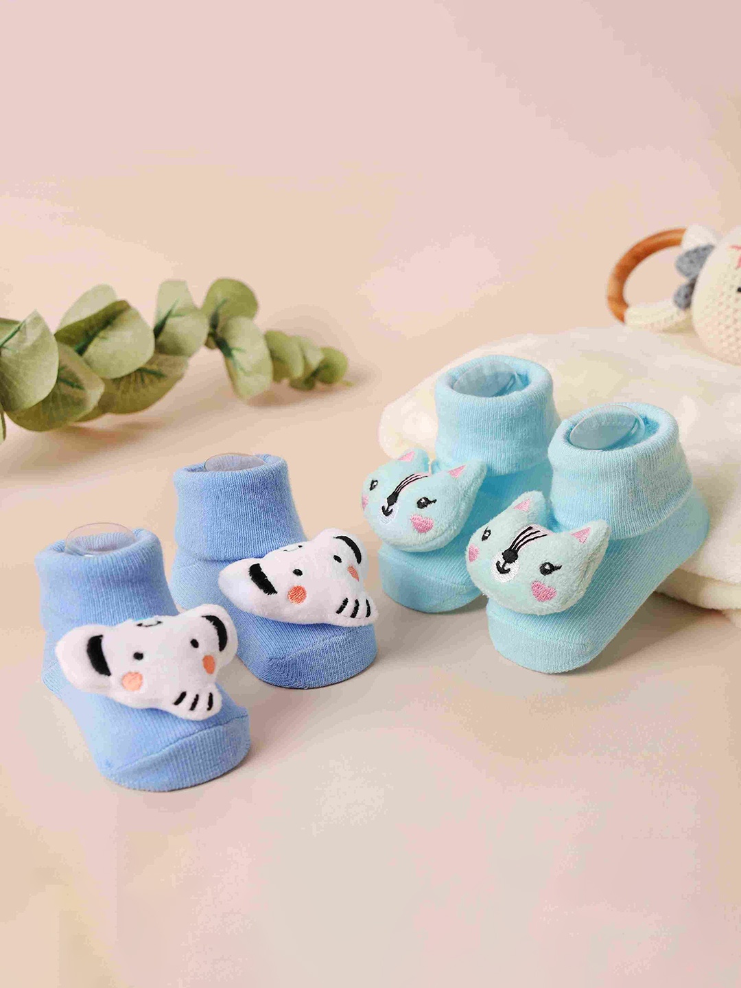 

KICKS & CRAWL Infants Pack Of 2 Cotton Ankle-Length Socks, Blue