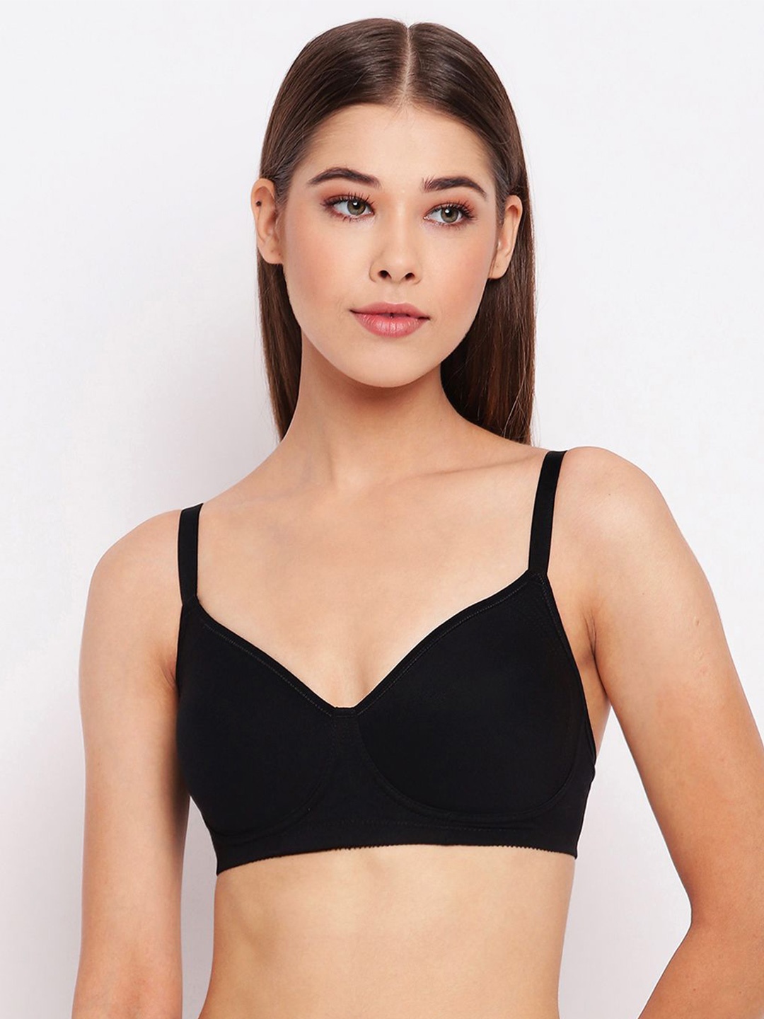 

Enamor Non Padded Wirefree High Coverage Stretch Cotton Everyday Bra A042, Black