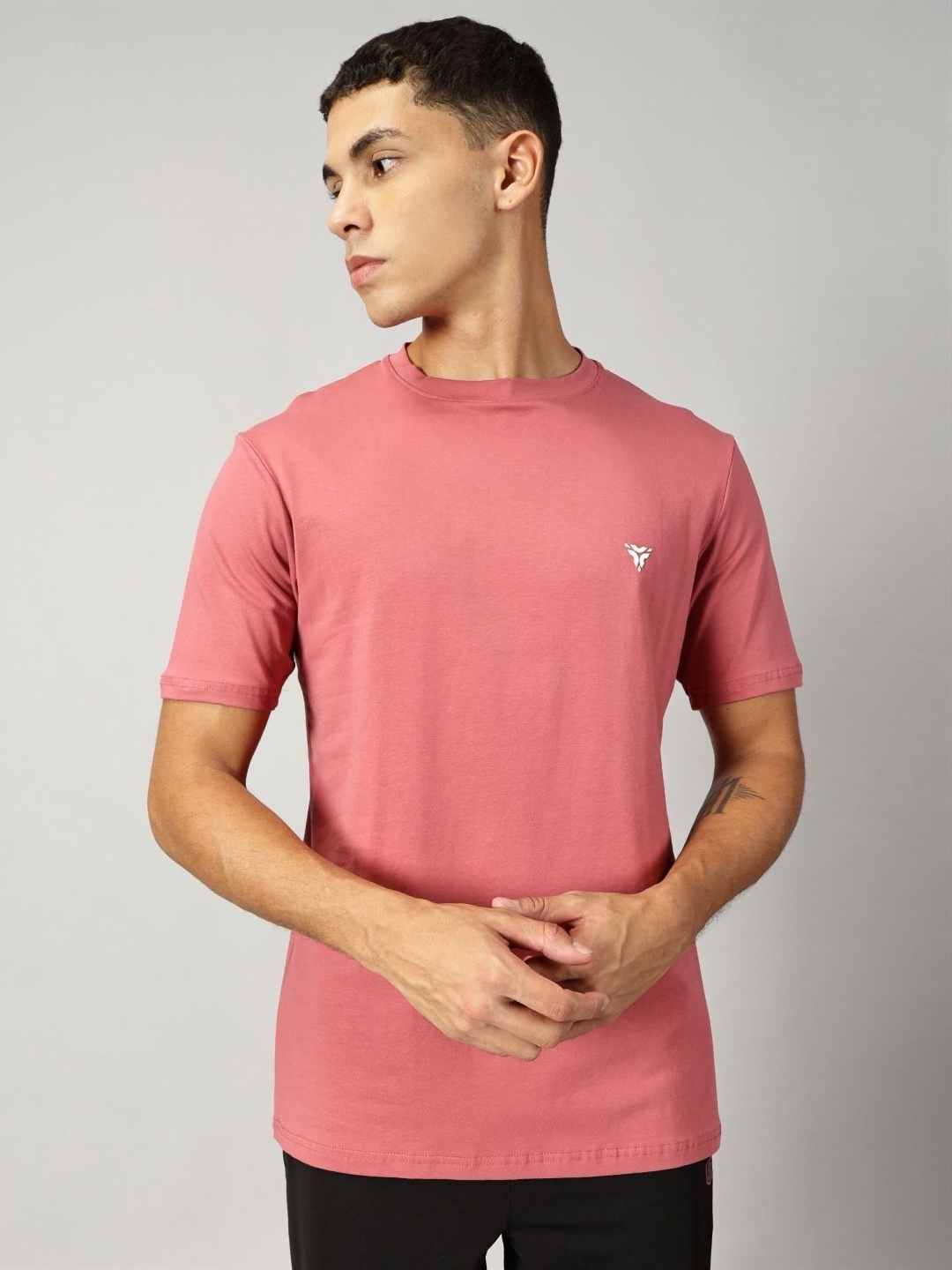 

deb Round Neck Essential Cotton T-shirt - Smooth Bio-Wash Finish, Pink