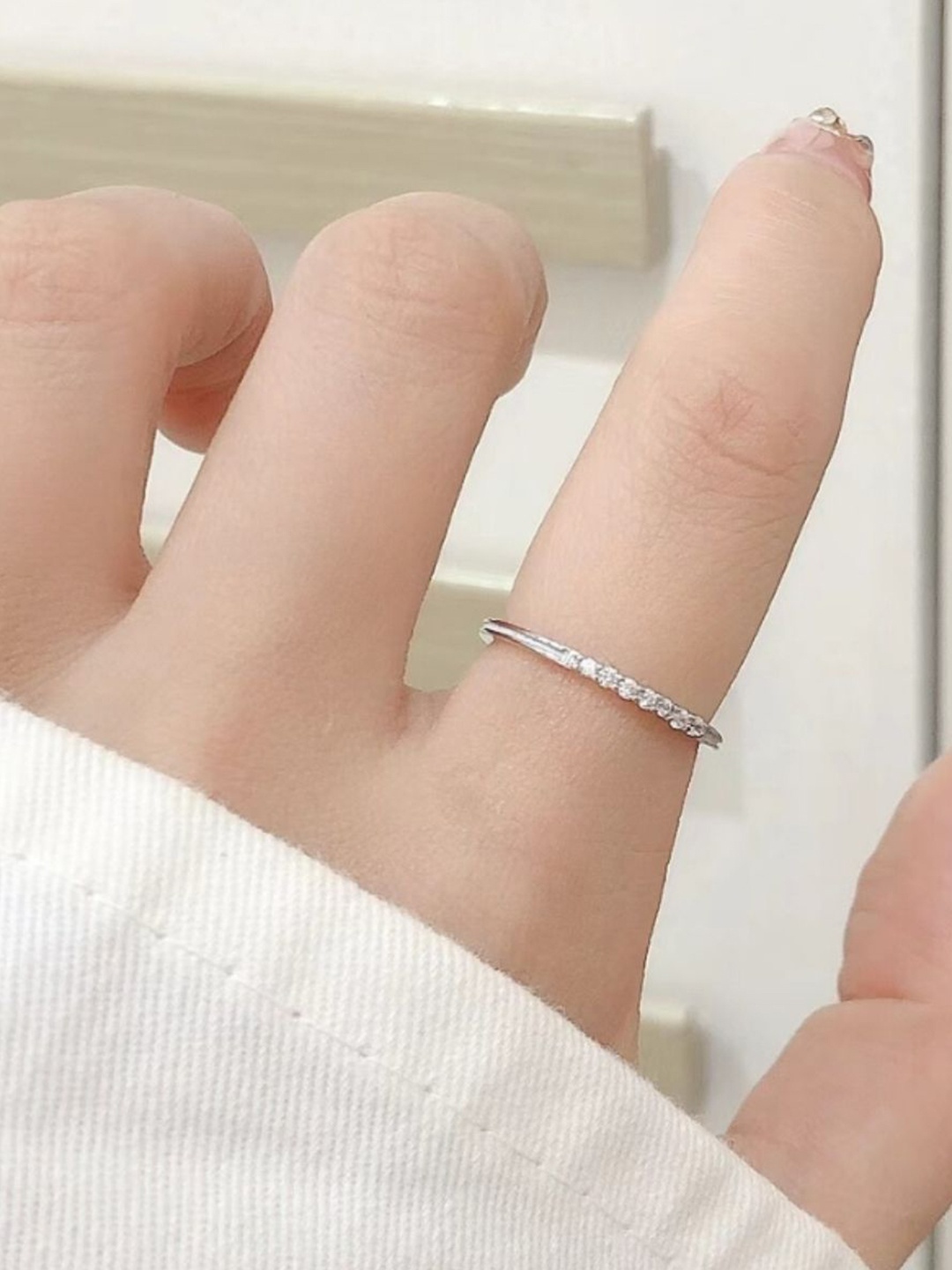 

SALTY Silver-Plated Stone Studded Finger Ring