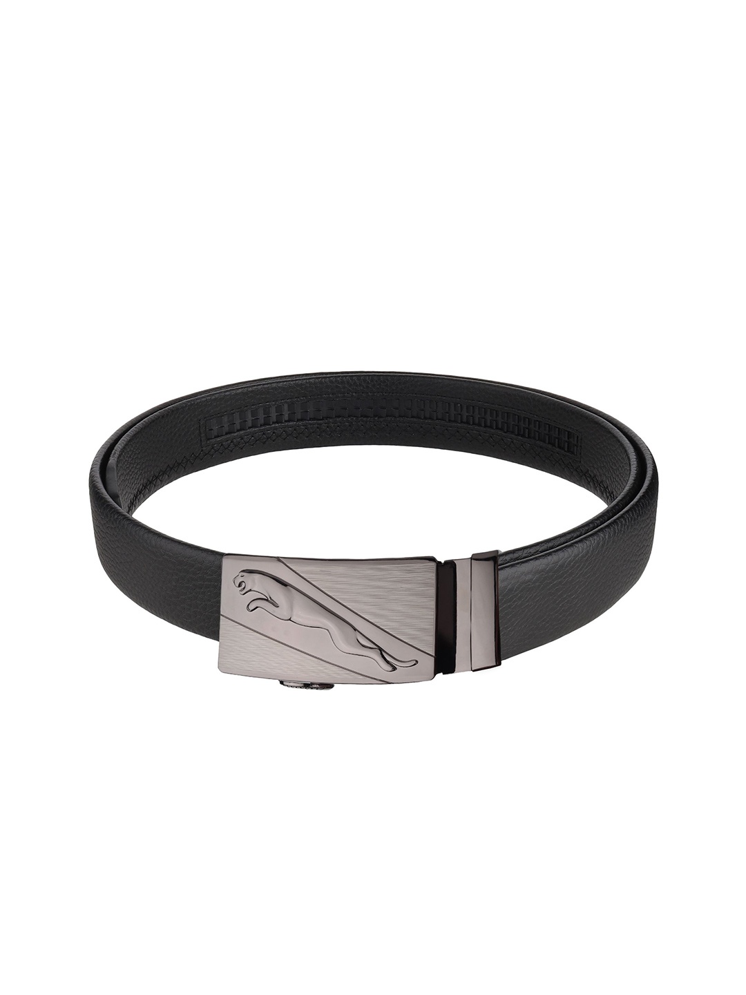 

WINSOME DEAL Men Slider Buckle Closure Textured Formal Belt, Black