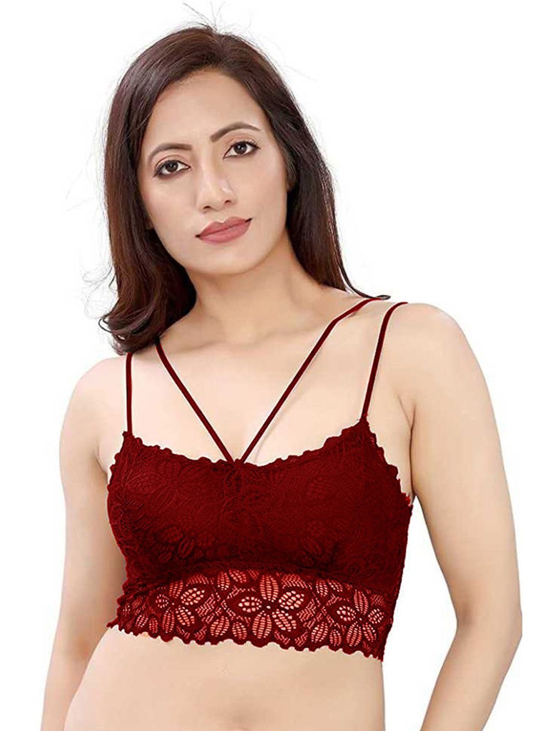 

ComfyStyle Floral Bralette Bra Full Coverage Underwired Lightly Padded, Red