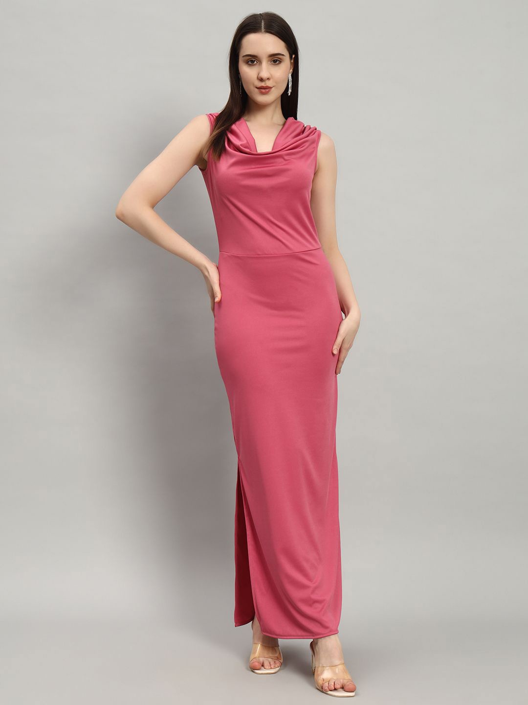 

VAARARO Cowl Neck Maxi Dress, Coral