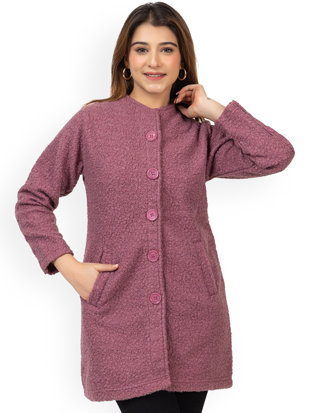

TWENTY ME Acrylic Longline Tailored Jacket, Purple