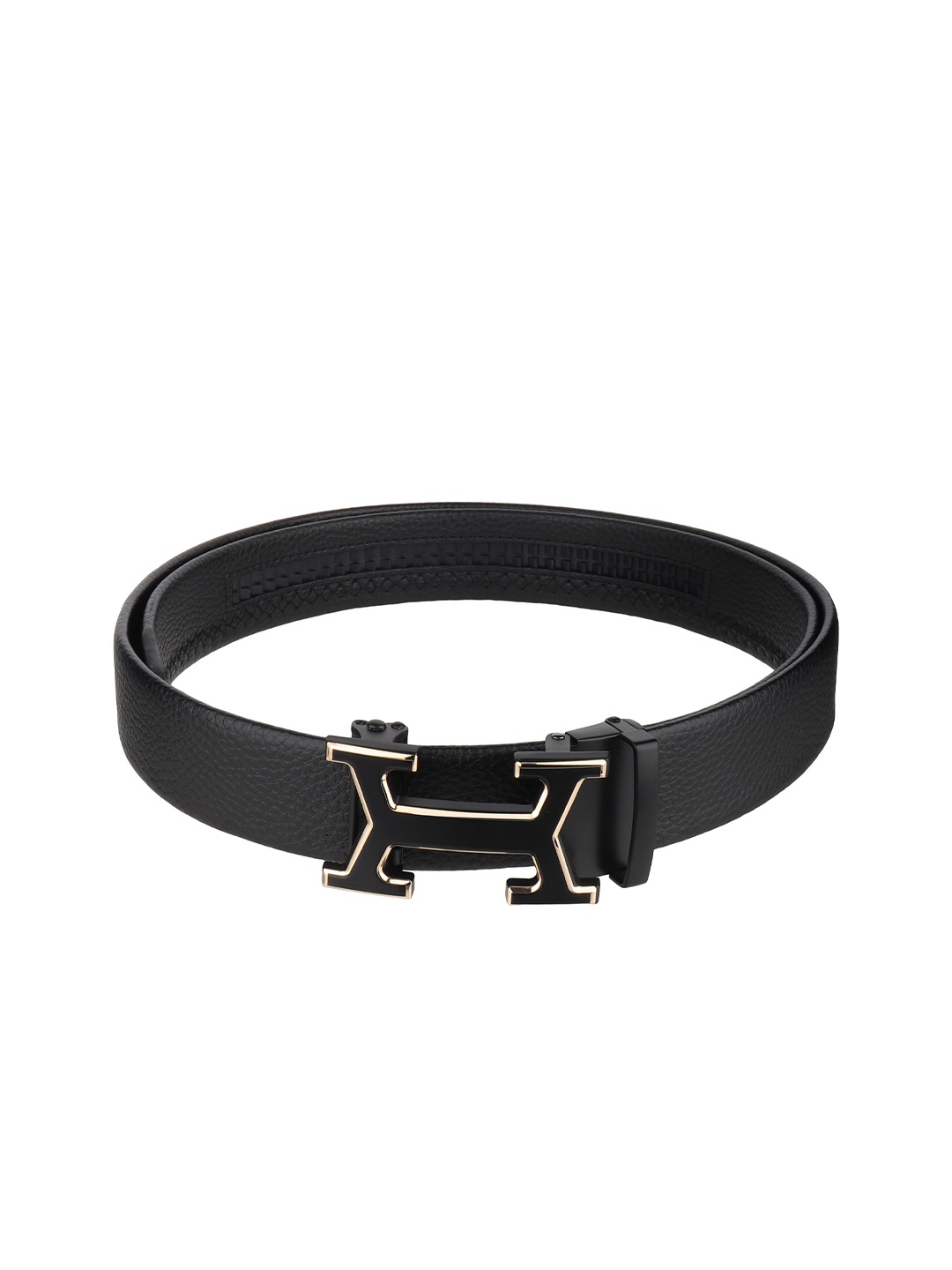 

WINSOME DEAL Men Textured Slider Buckle Closure Casual Belt, Black