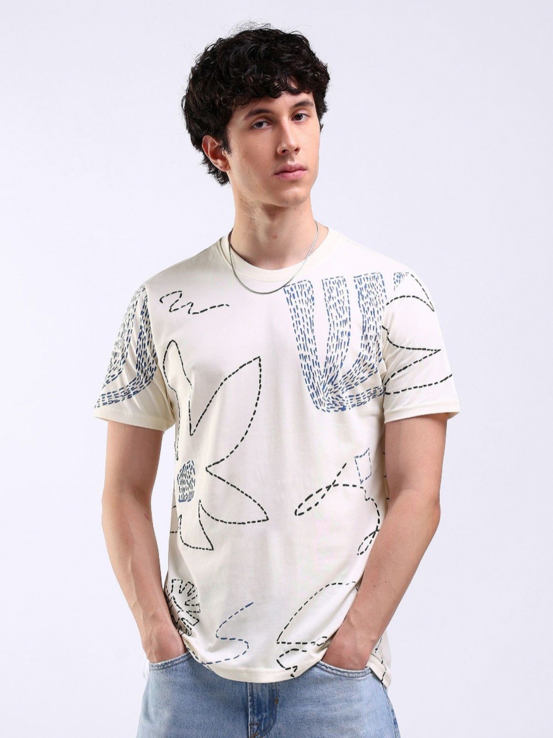 

Flying Machine Men Printed Pockets T-shirt, White