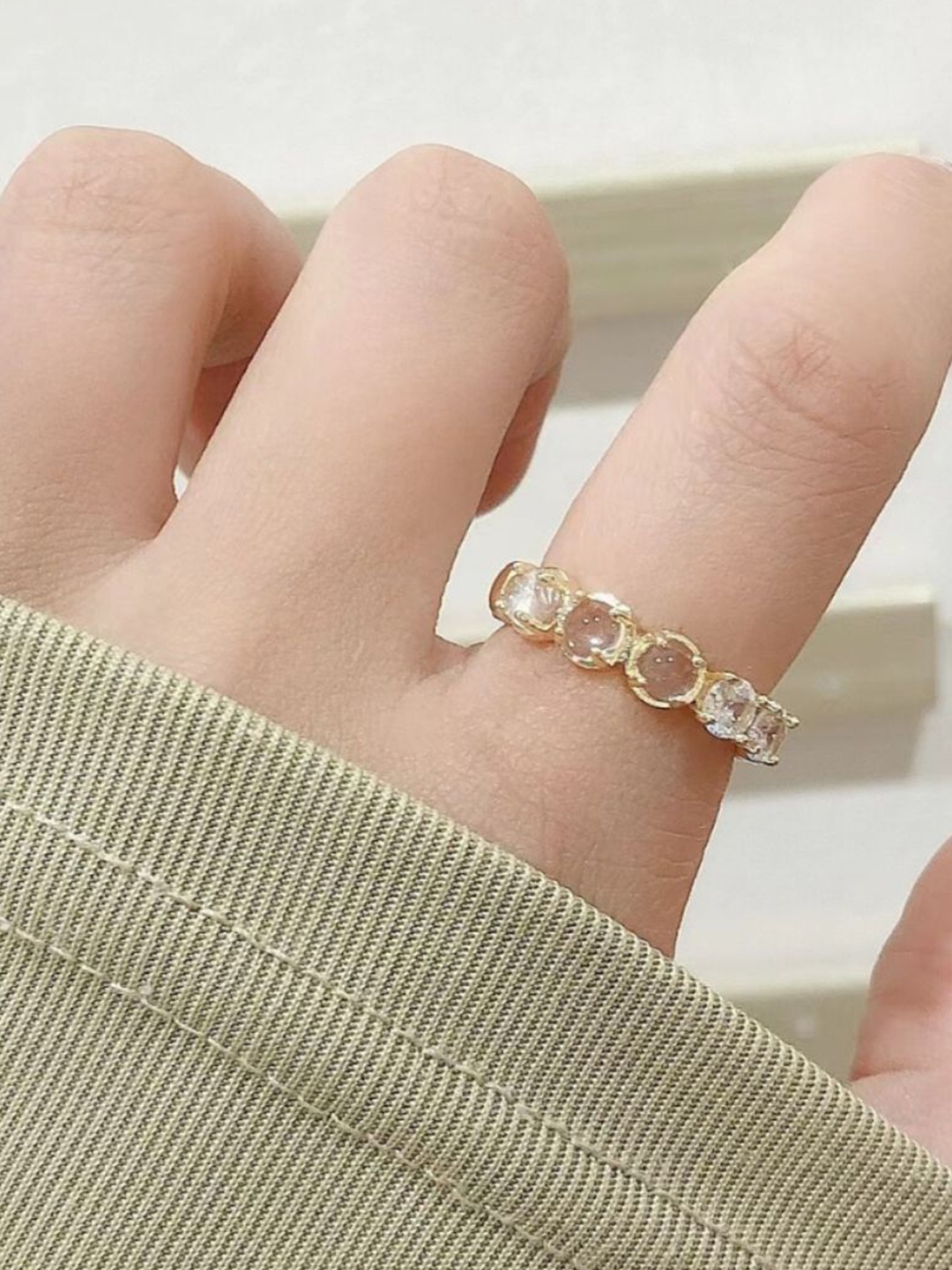 

SALTY Gold Plated Stone Studded Adjustable Finger Ring