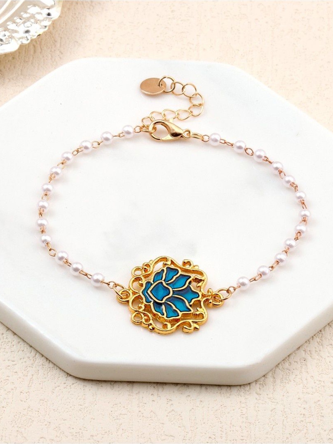 

SALTY Serenity Lotus Charm Bracelet, Blue