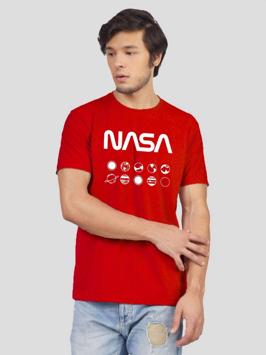 

Greylongg Men Typography Printed Applique T-shirt, Red