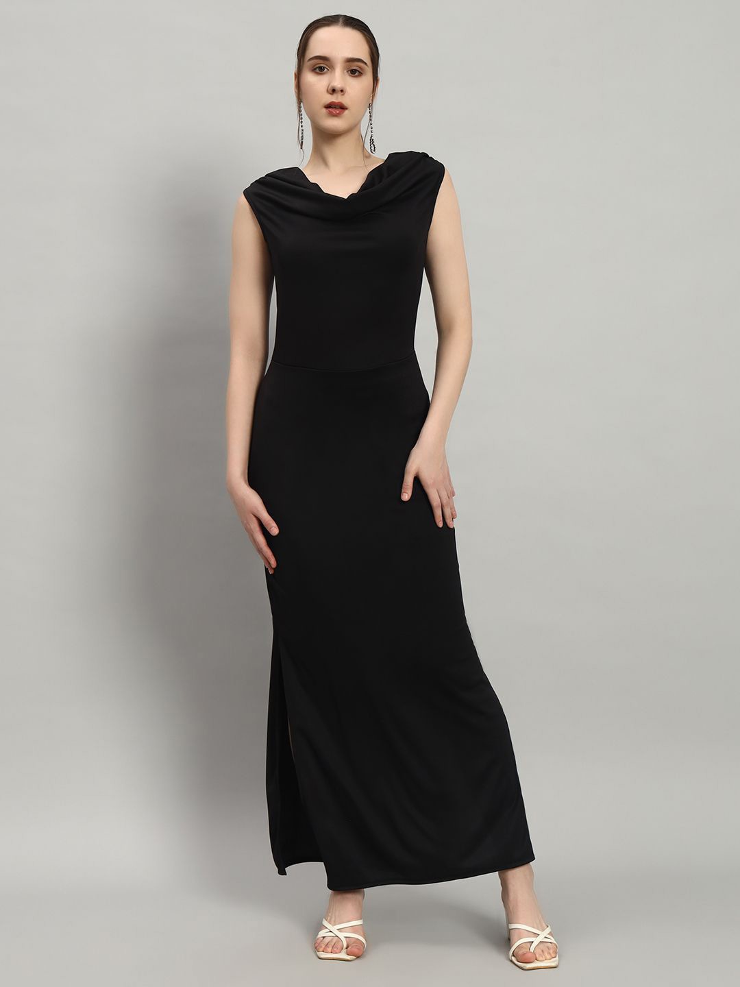 

VAARARO Cowl Neck Maxi Dress, Black