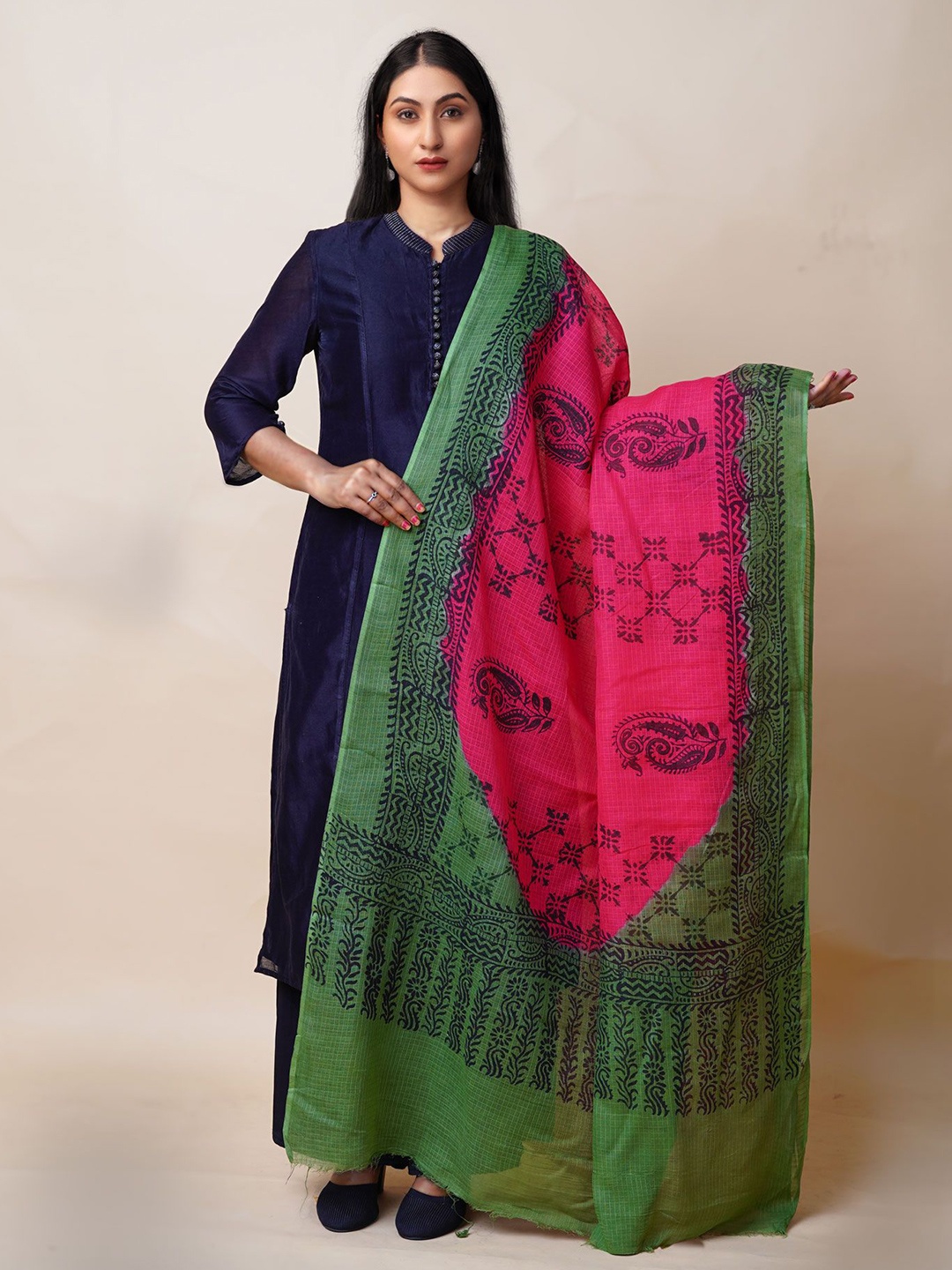

Unnati Silks Ethnic Motifs Printed Cotton Silk Dupatta, Red