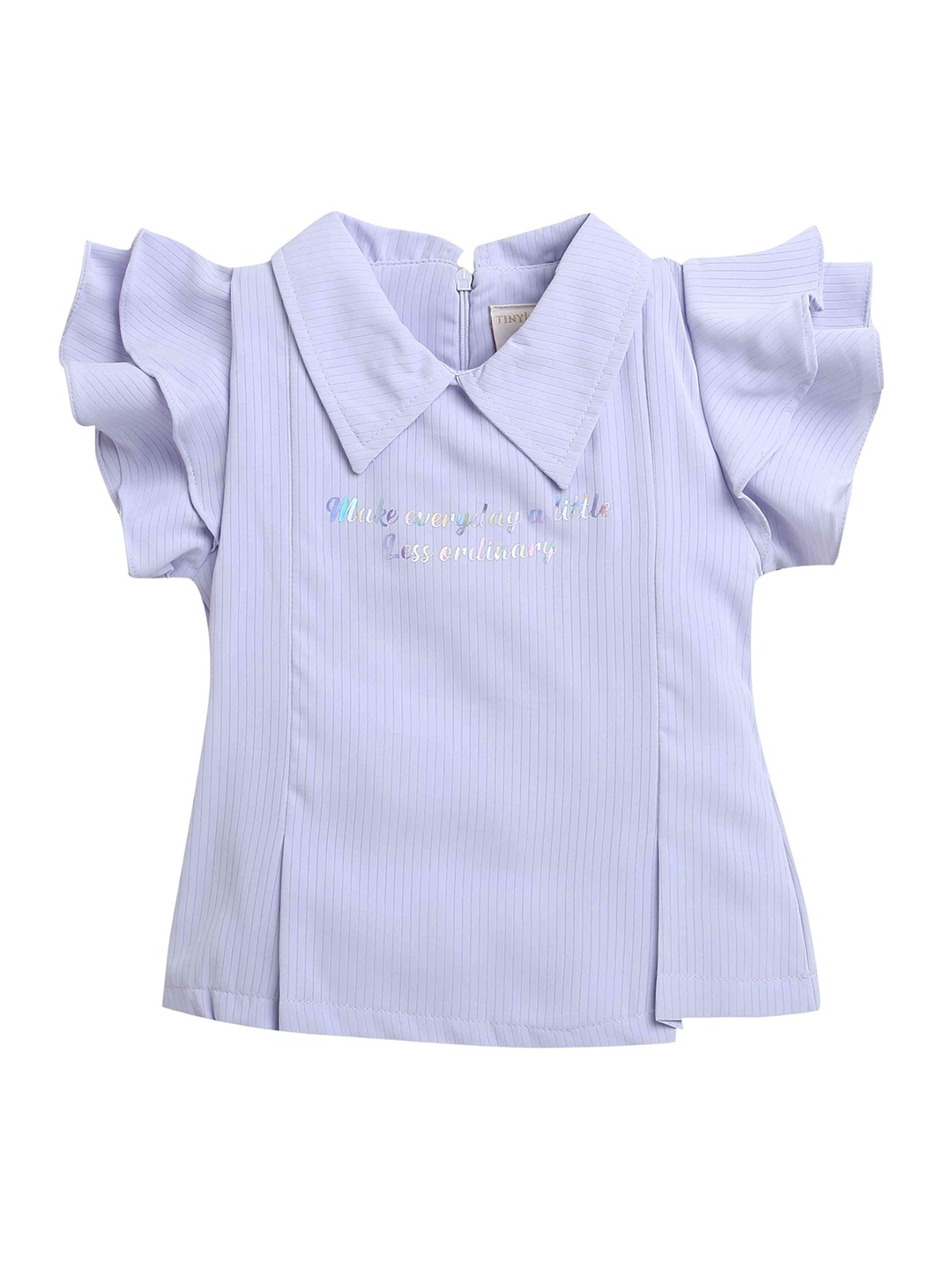 

Tiny Girl Girls Typography Printed Shirt Collar Top, Lavender