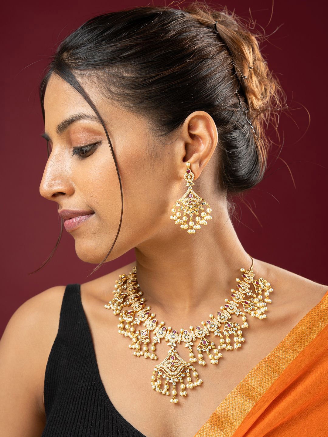 

VIRAASI Gold-Plated Stone-Studded Jewellery Set