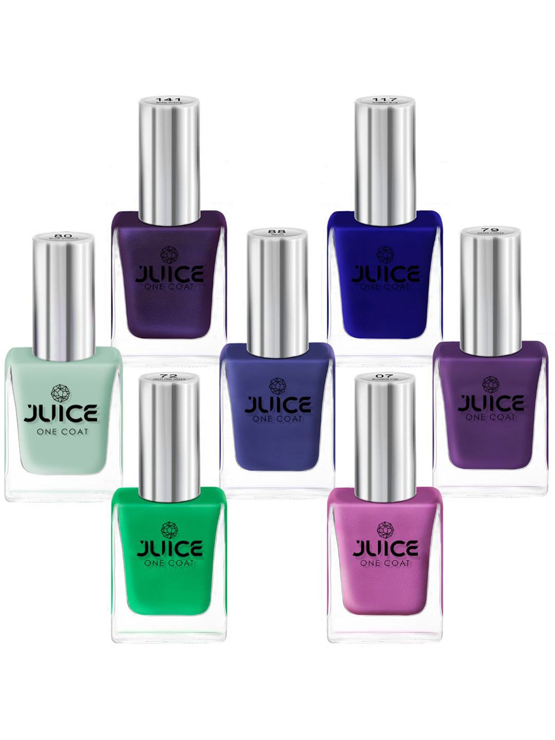 

JUICE Set Of 7 One Coat Long-Lasting Nail Polish - 11ml Each, Multi