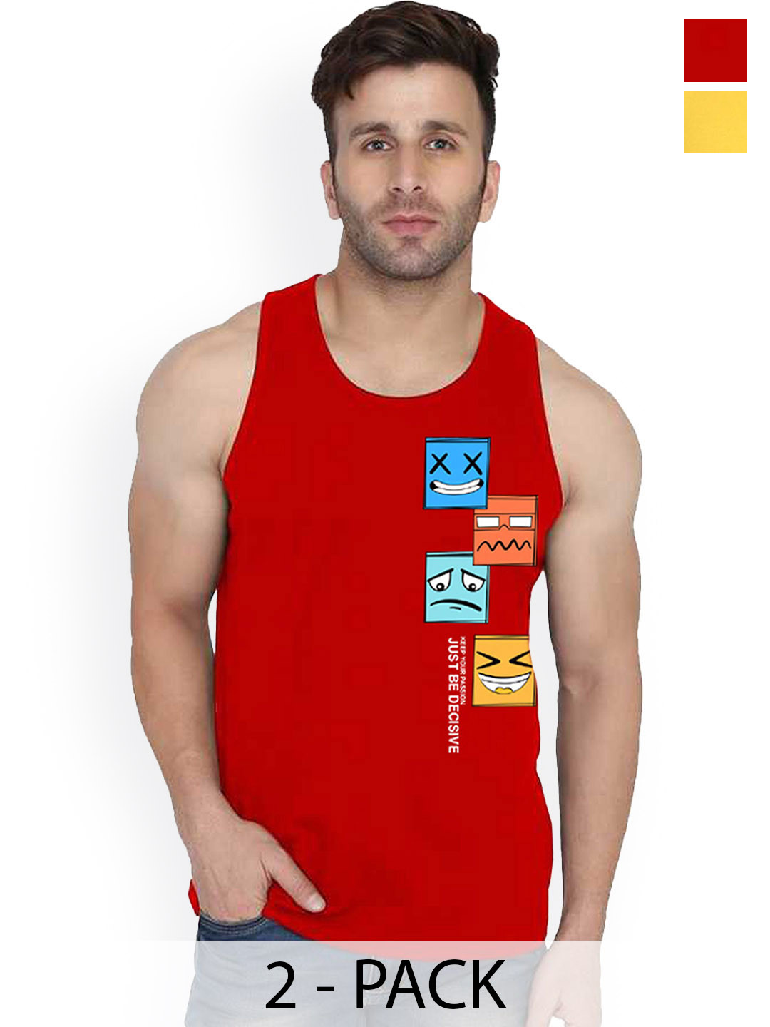 

SLOWLORIS Pack Of 2 Printed Gym Vests, Yellow