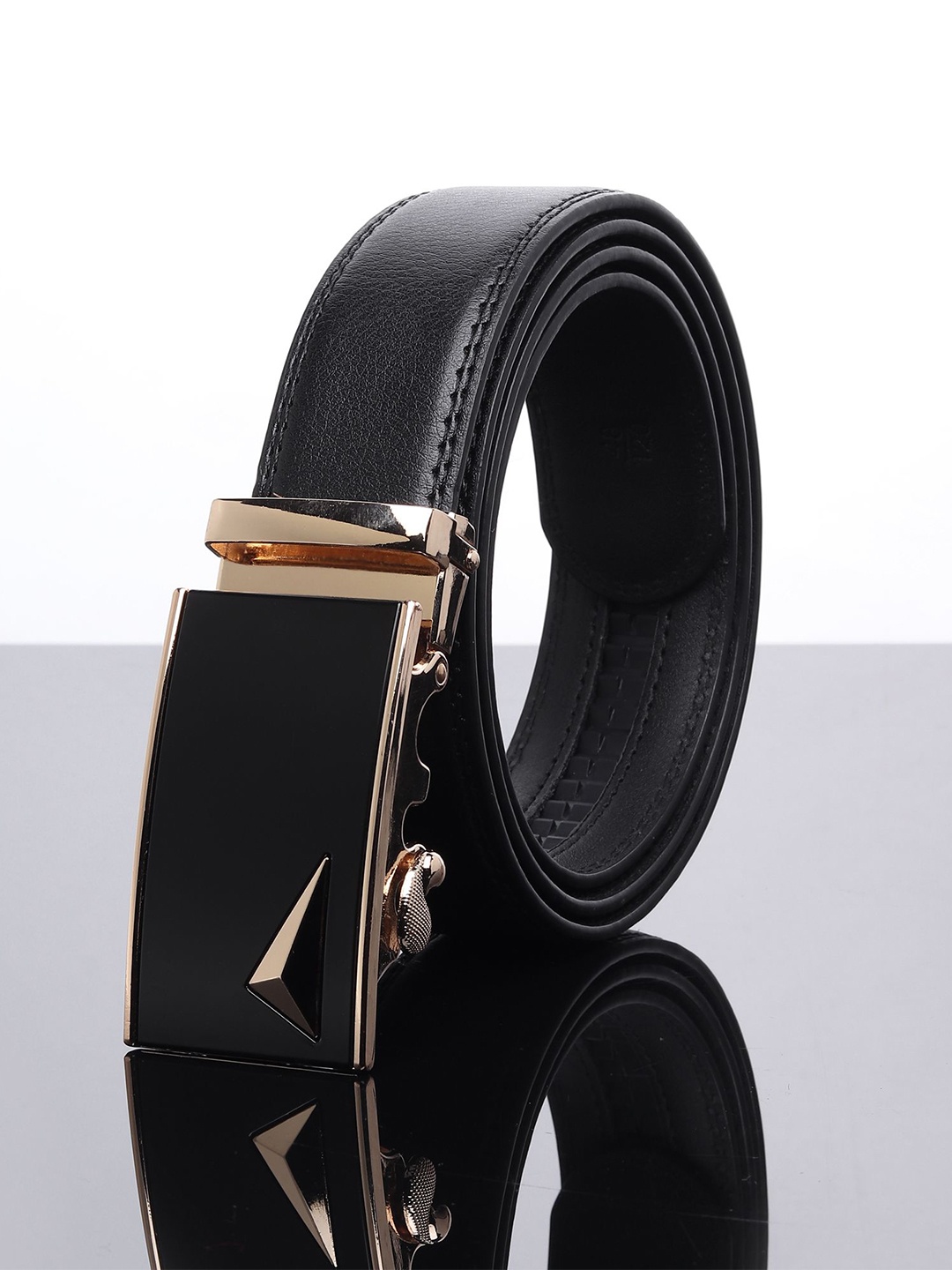 

WINSOME DEAL Men Textured Slider Buckle Closure Formal Belt, Black