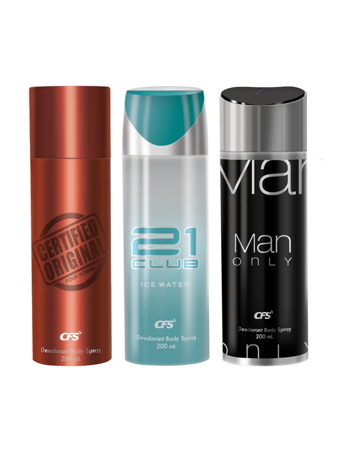 

CFS 21 Club & Man Only & Certified Original Set Of 3 Last Longer Deodorants-200ml Each, Blue