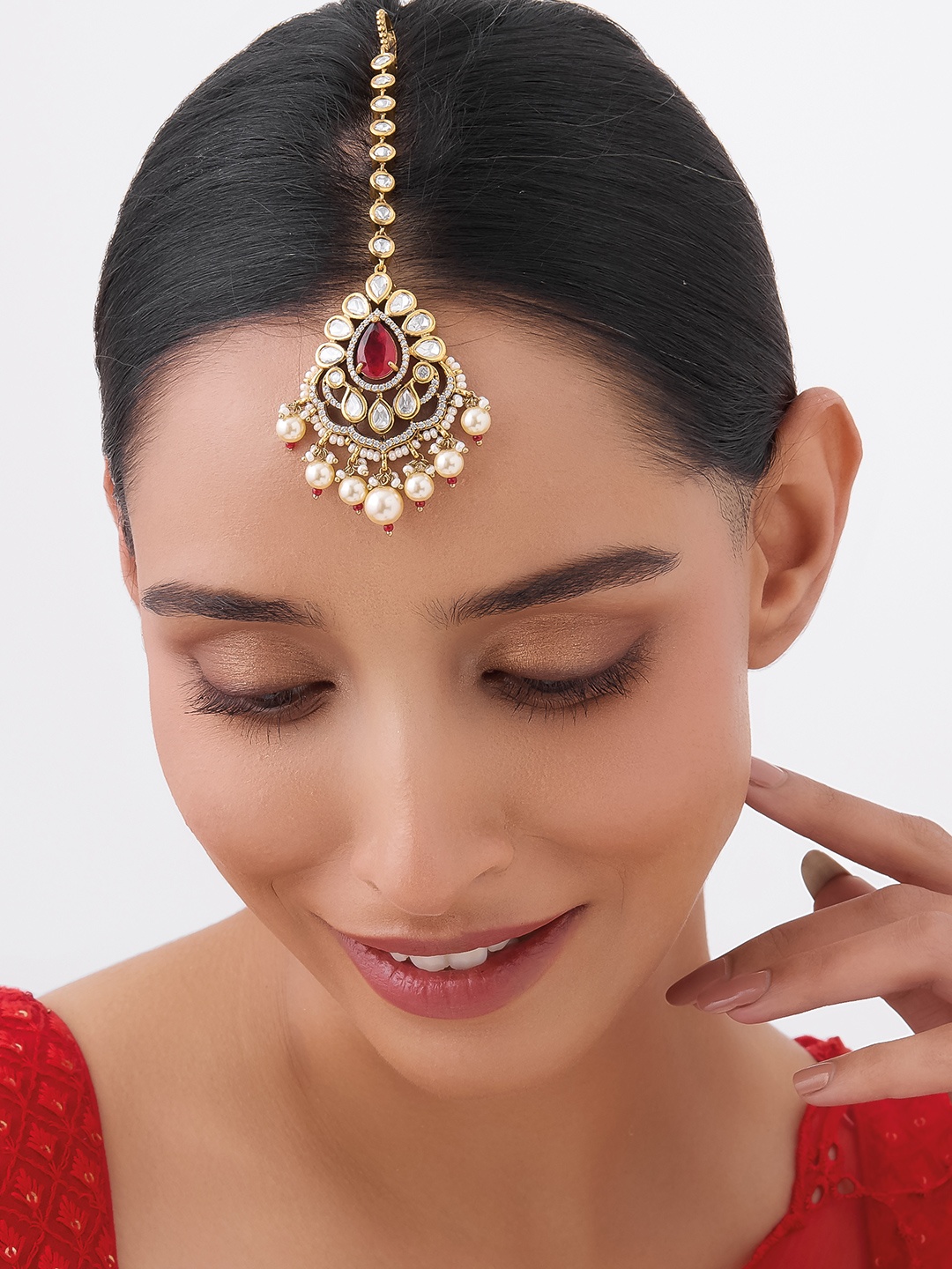 

Kushal's Fashion Jewellery Gold-Plated Kundan Studded Head Jewellery