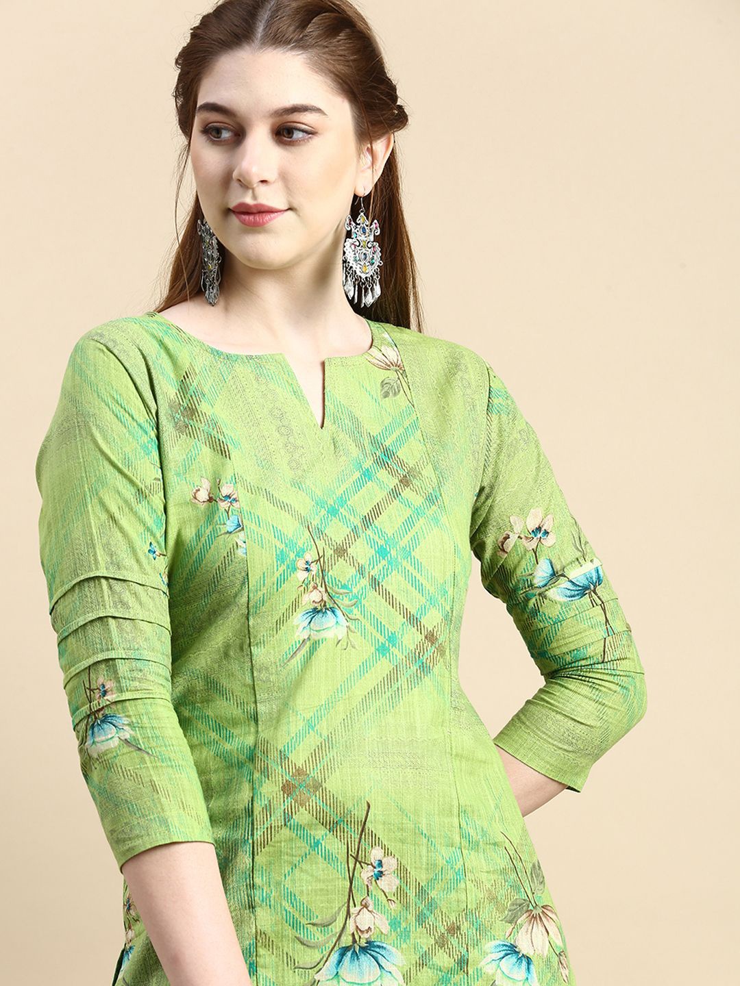 

GRANTH FASHION Women Floral Printed Kurta, Green