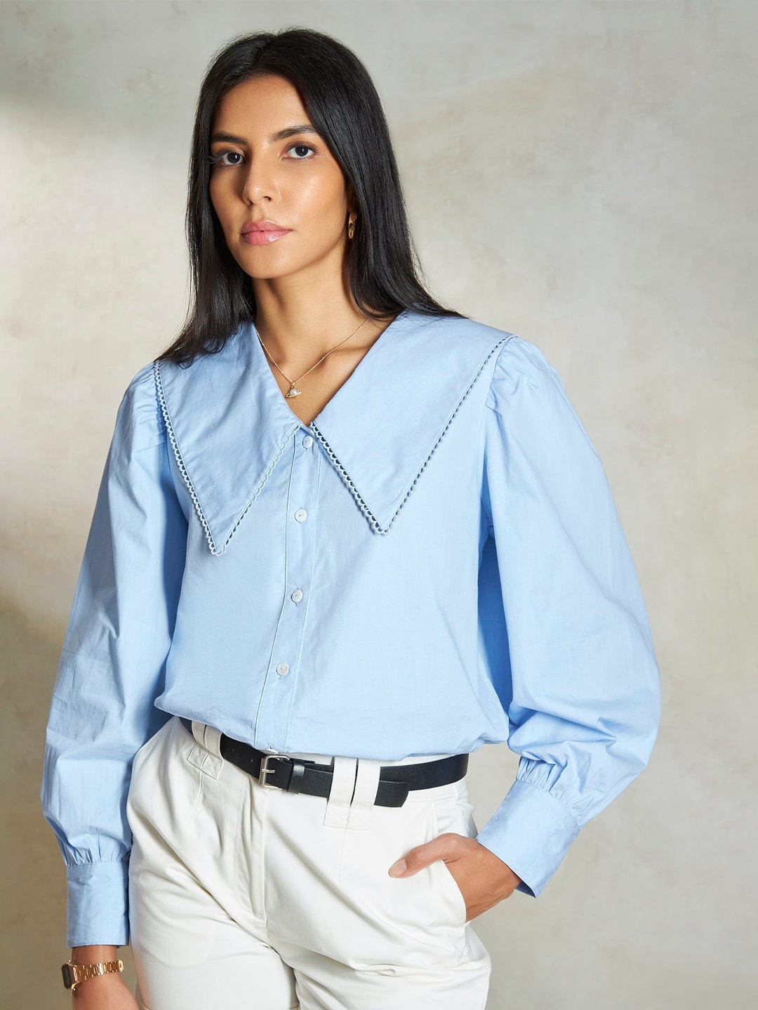 

Virgio Women Opaque Casual Shirt, Blue