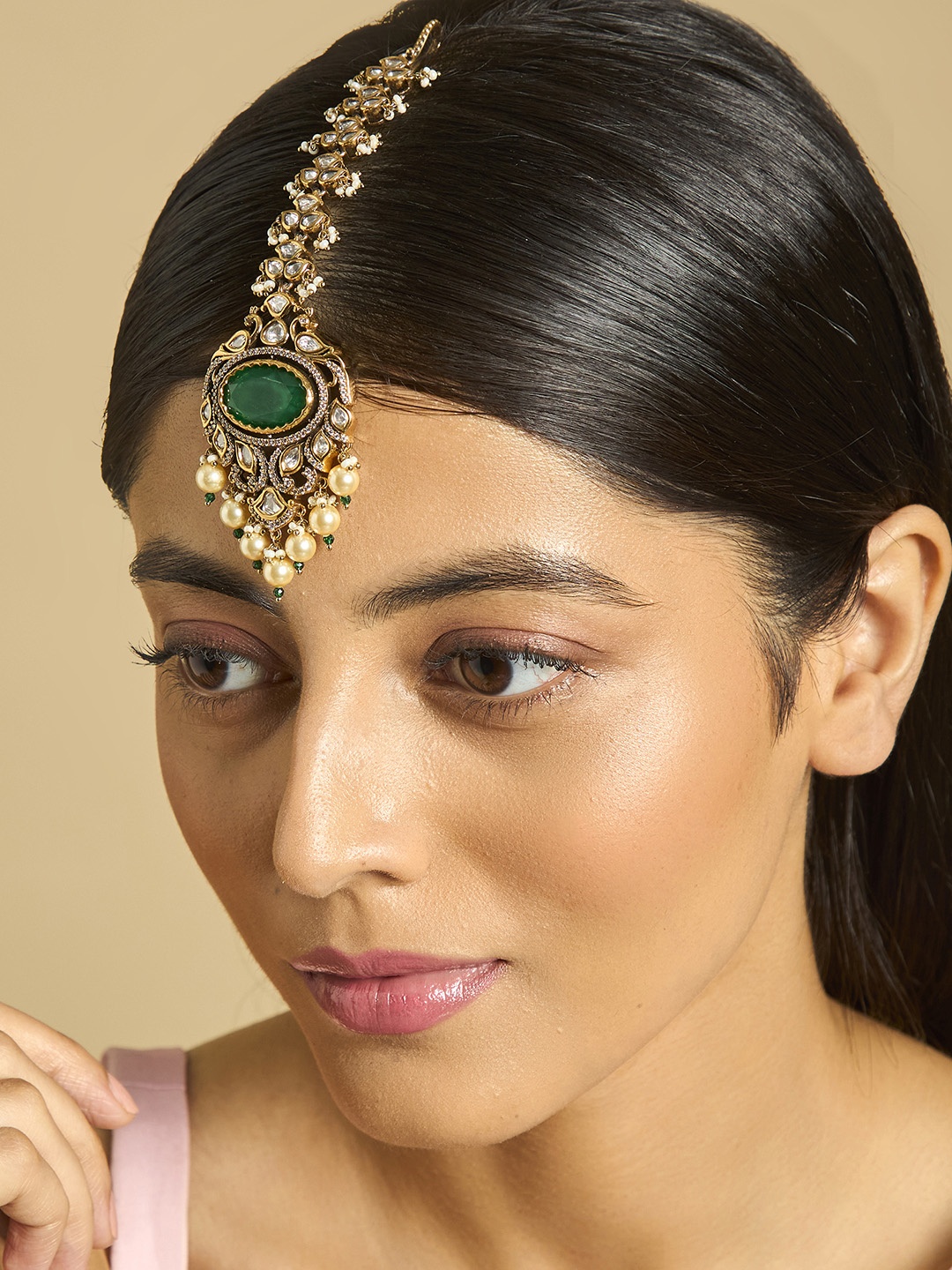 

Kushal's Fashion Jewellery Kundan Studded Maang Tikka, Gold
