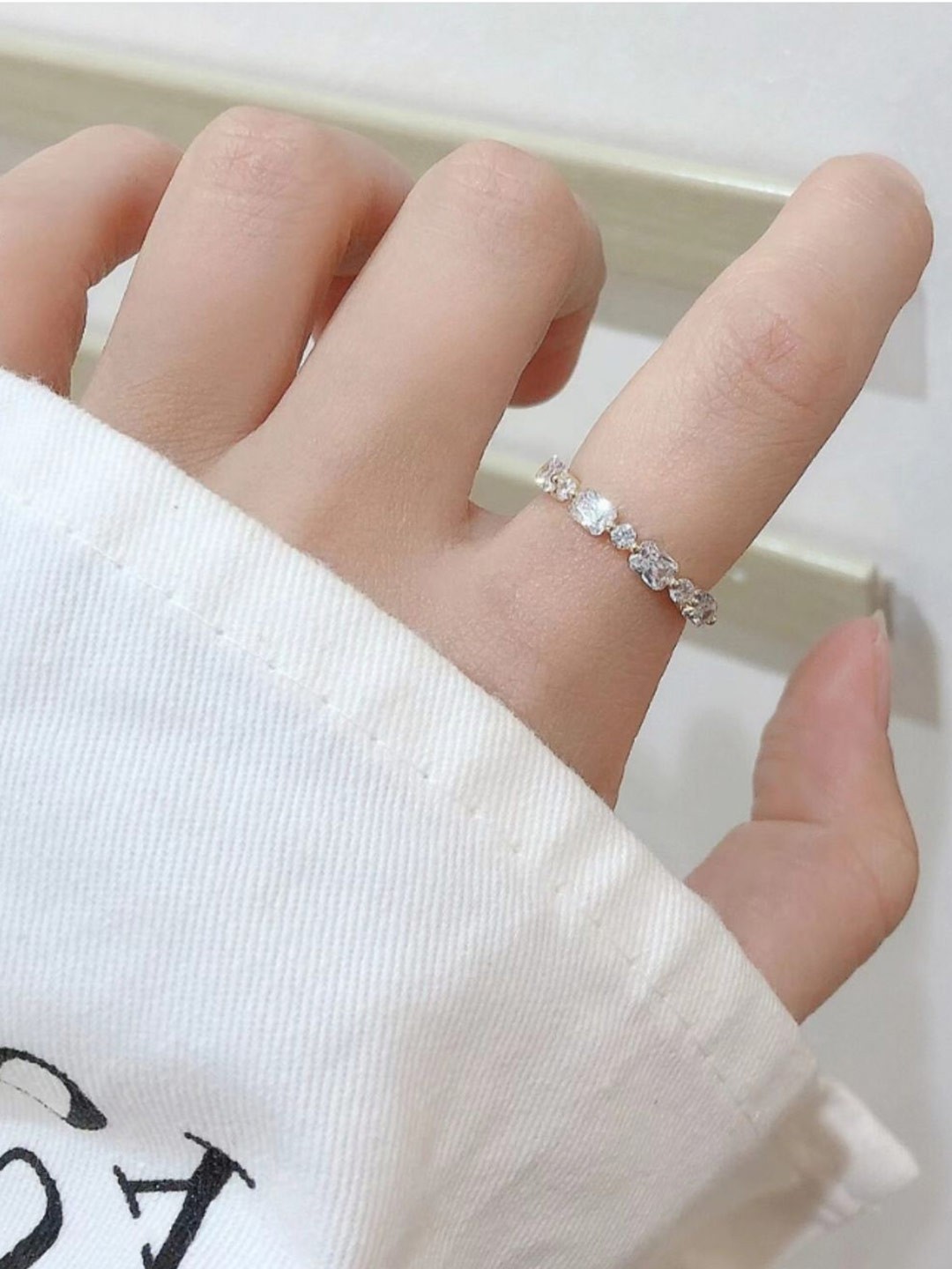 

SALTY Dara Geo Gold-Plated Crystal Stone Studded Finger Ring
