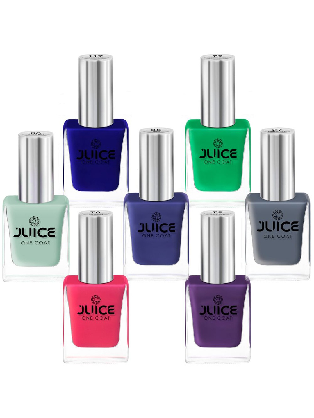 

JUICE Set Of 7 One Coat Long-Lasting Nail Polish - 11ml Each, Multi