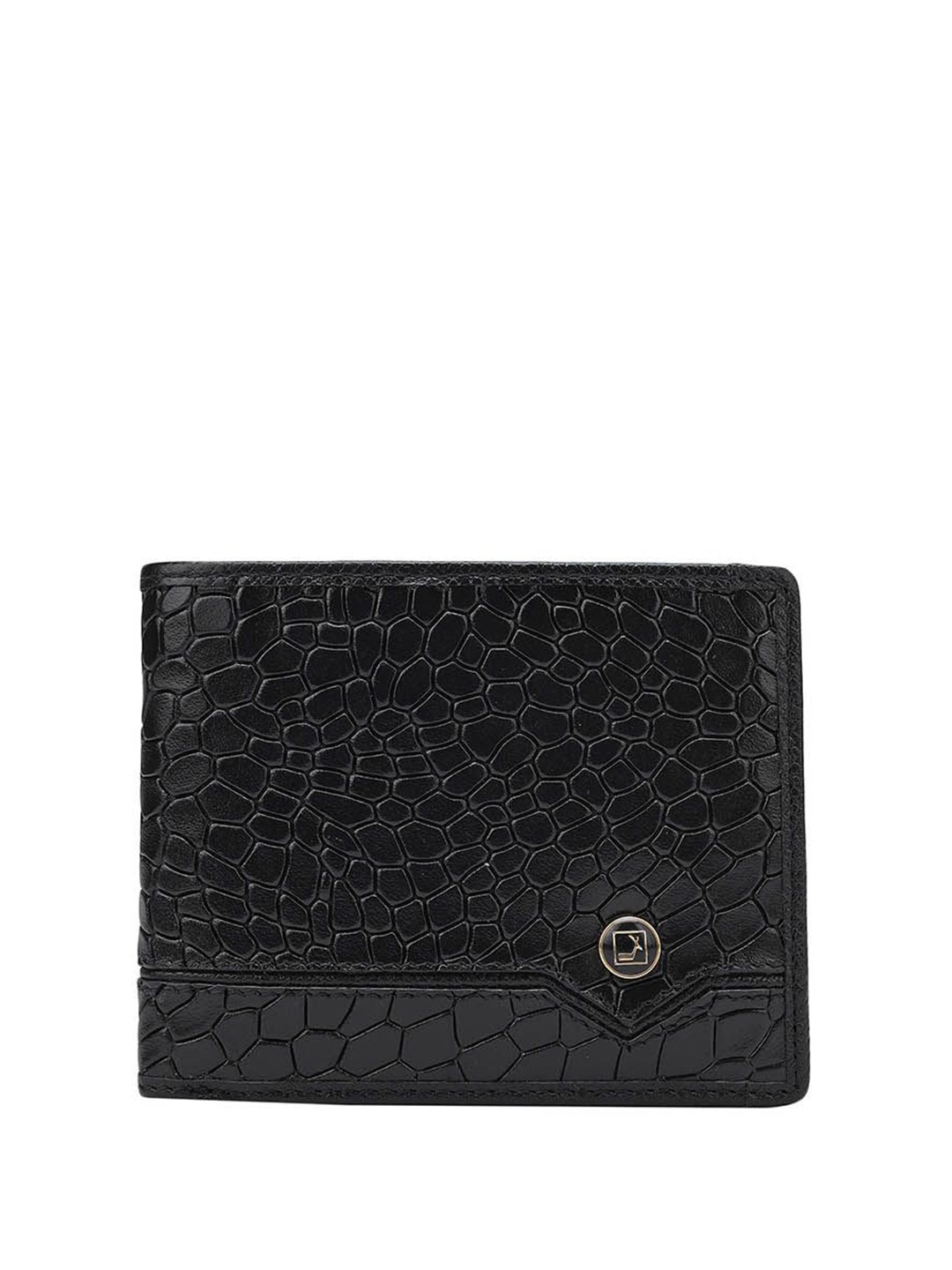 

Da Milano Men Textured Leather Two Fold Wallet, Black