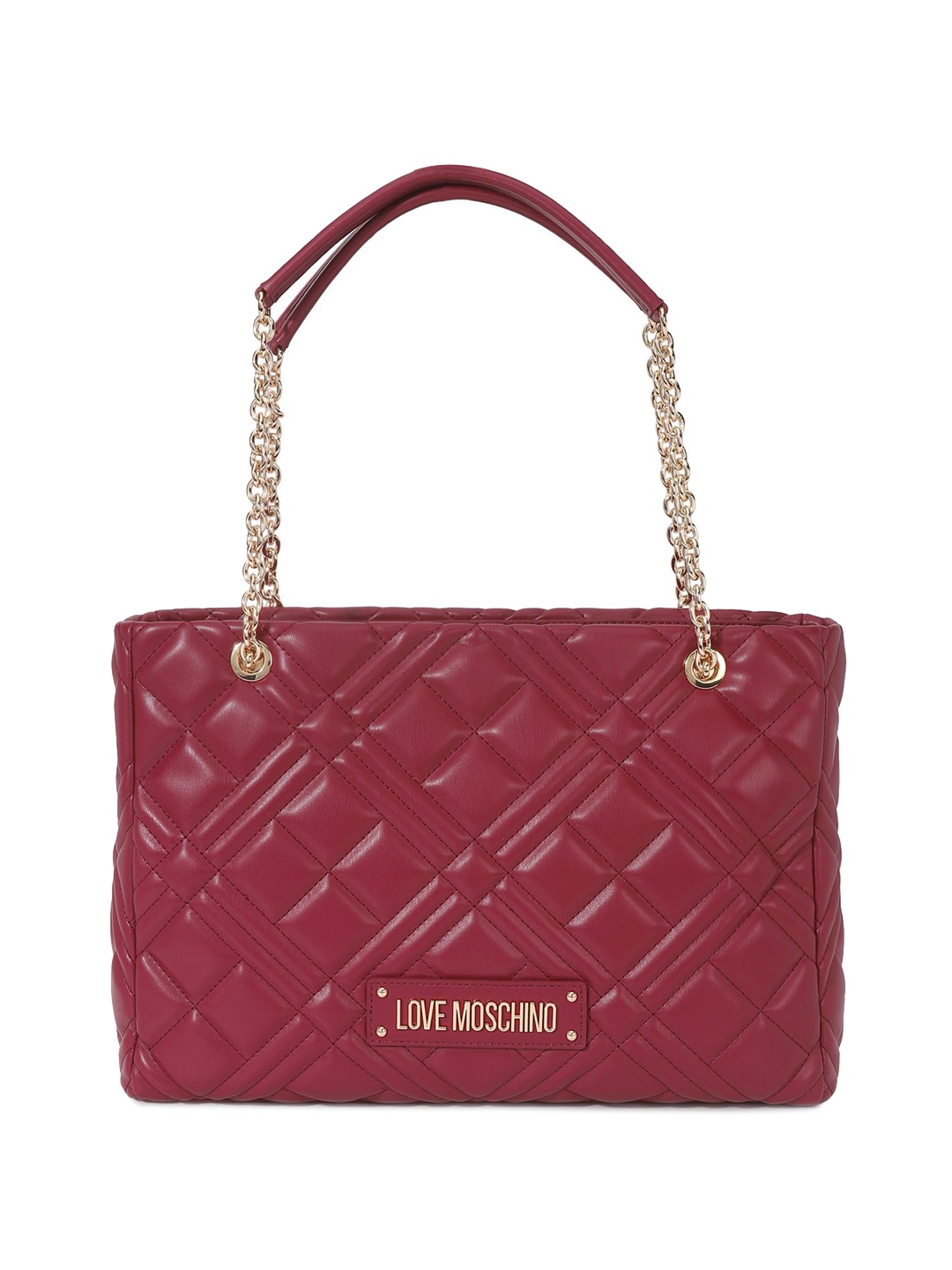

LOVE MOSCHINO Textured PU Structured Shoulder Bag with Quilted, Na
