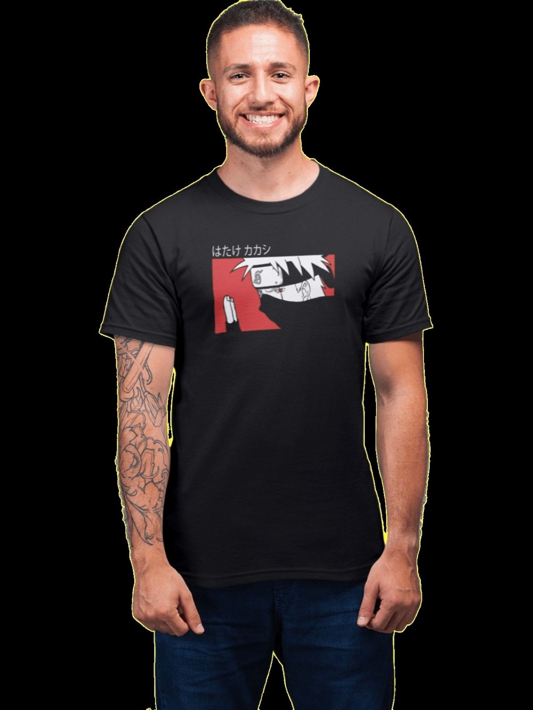 

Entertainment Store Unisex Naruto Kakashi Printed Cotton T-shirt, Black