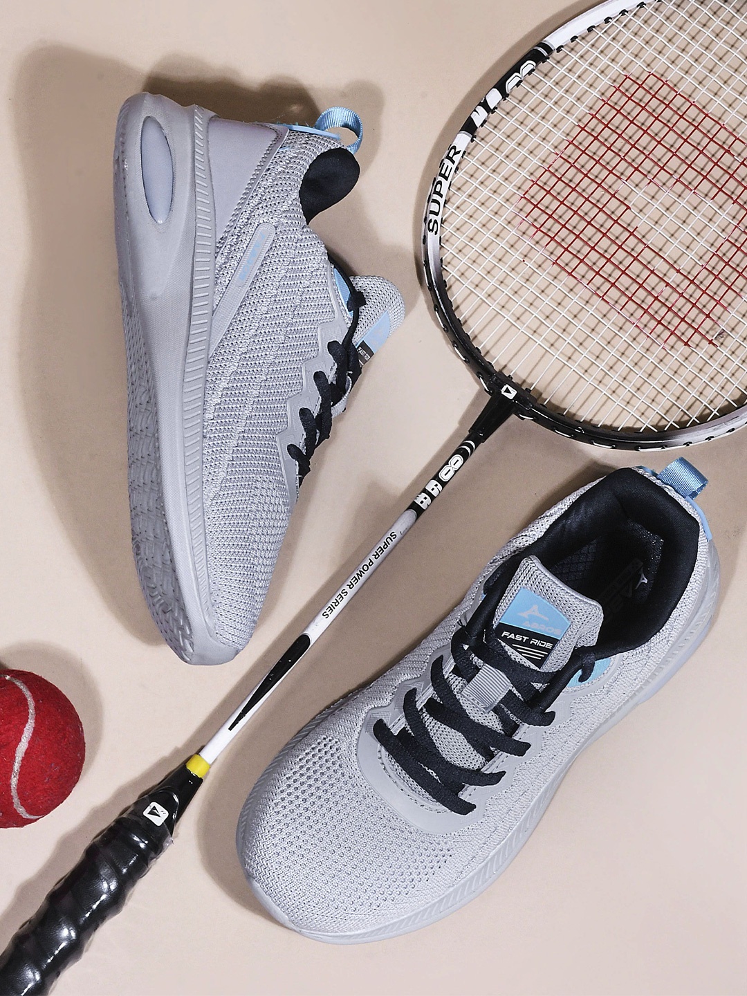 

ABROS Boys Mesh Lace Up Badminton Shoes, Grey