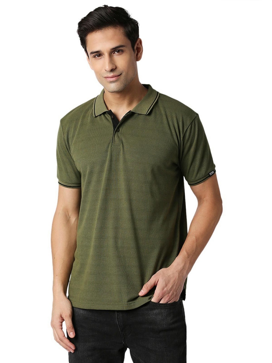 

Wear Your Opinion Men Premium Pique Tipped Polo, Khaki