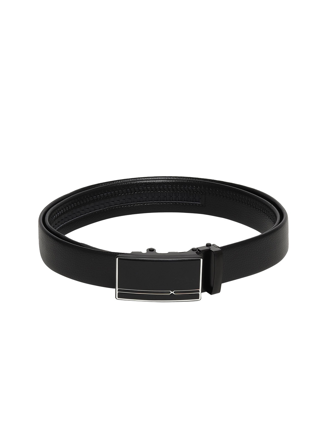 

WINSOME DEAL Men Textured Slider Buckle Closure Formal Belt, Black