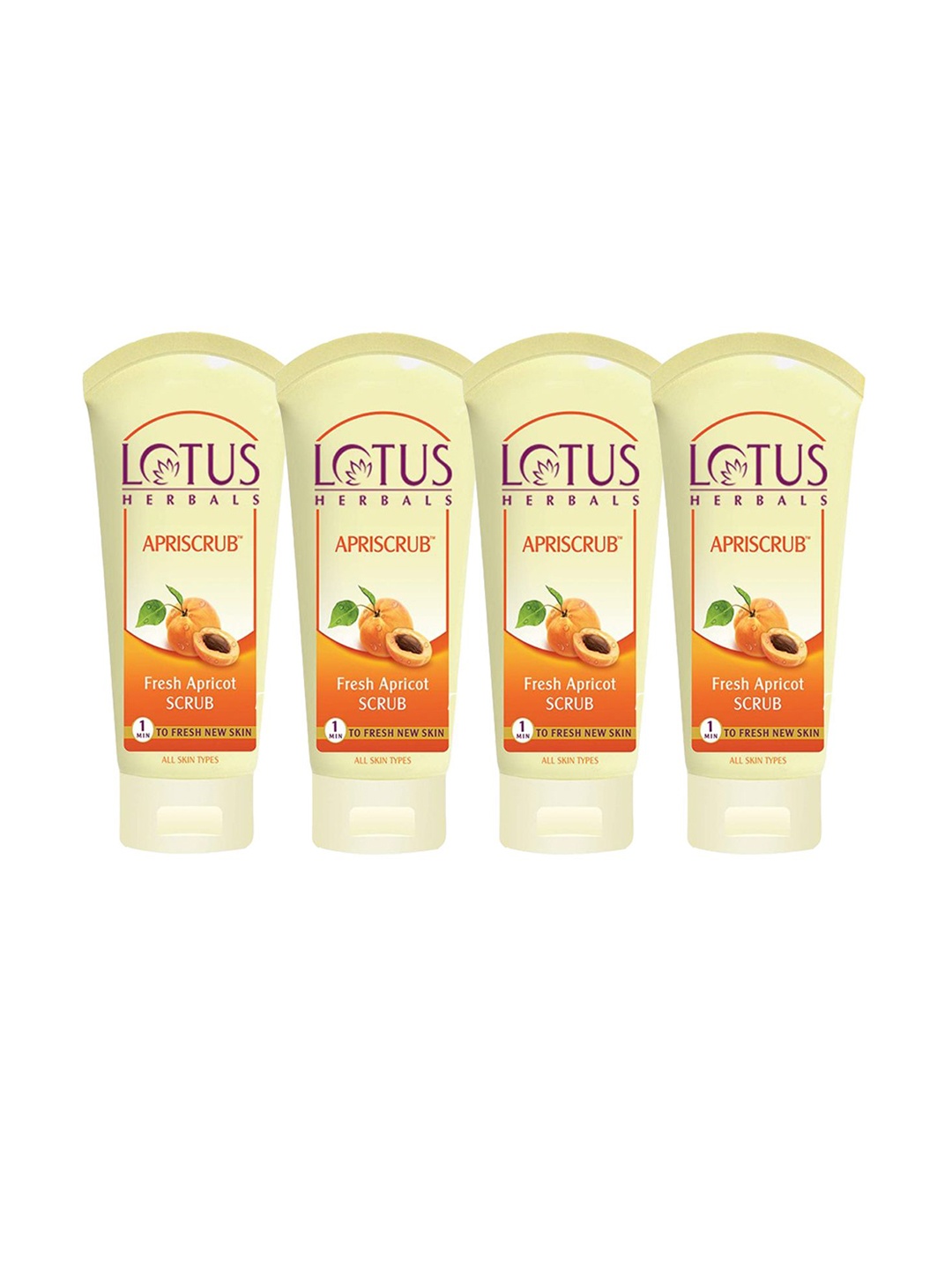 

Lotus Herbals Set Of 4 Apriscrub Fresh Apricot Face Scrub- 100g Each, Cream