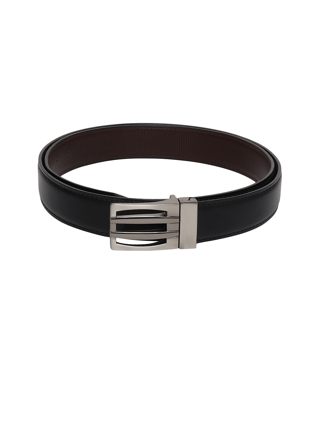 

WINSOME DEAL Men Push Pin Closure Textured Formal Belt, Black