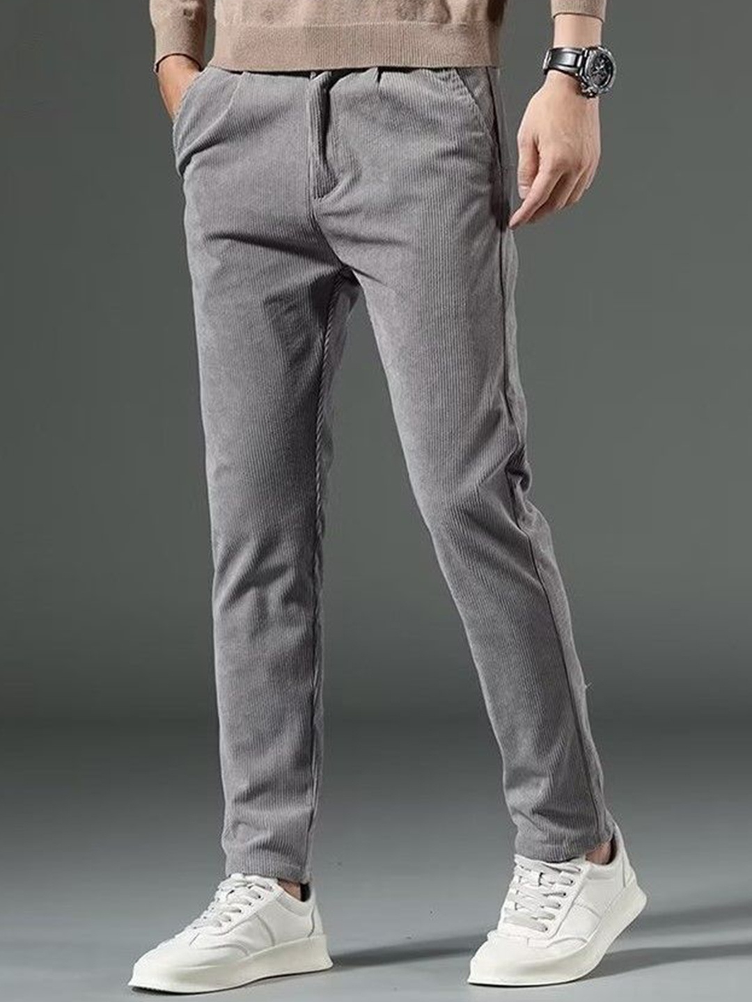 

StyleCast Men Slim Fit Chinos Trousers, Grey