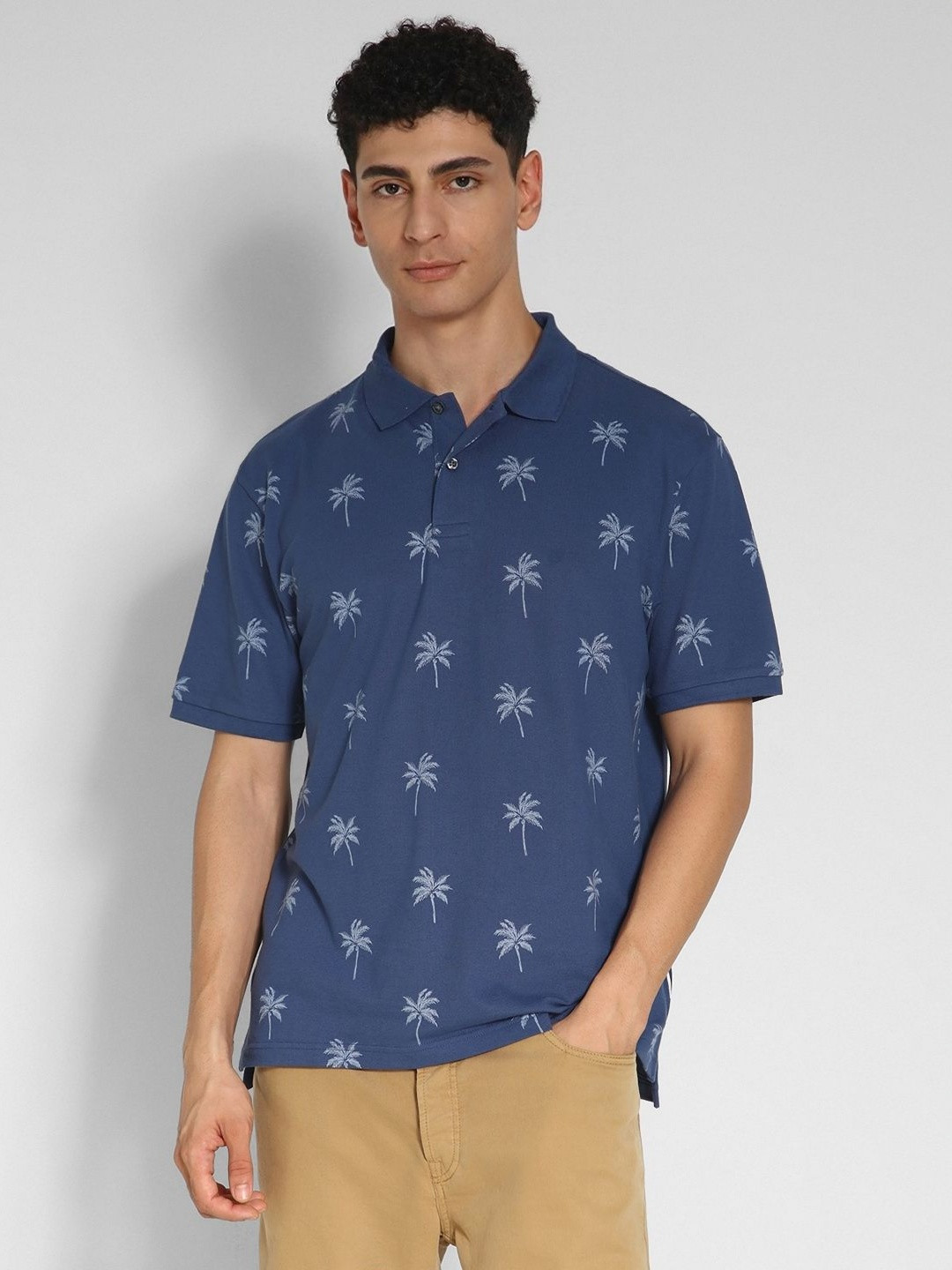 

AMERICAN EAGLE OUTFITTERS Men Printed Mandarin Collar T-shirt, Blue