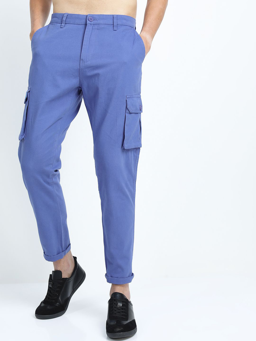 

HIGHLANDER Men Slim Fit Cargos Trousers, Blue