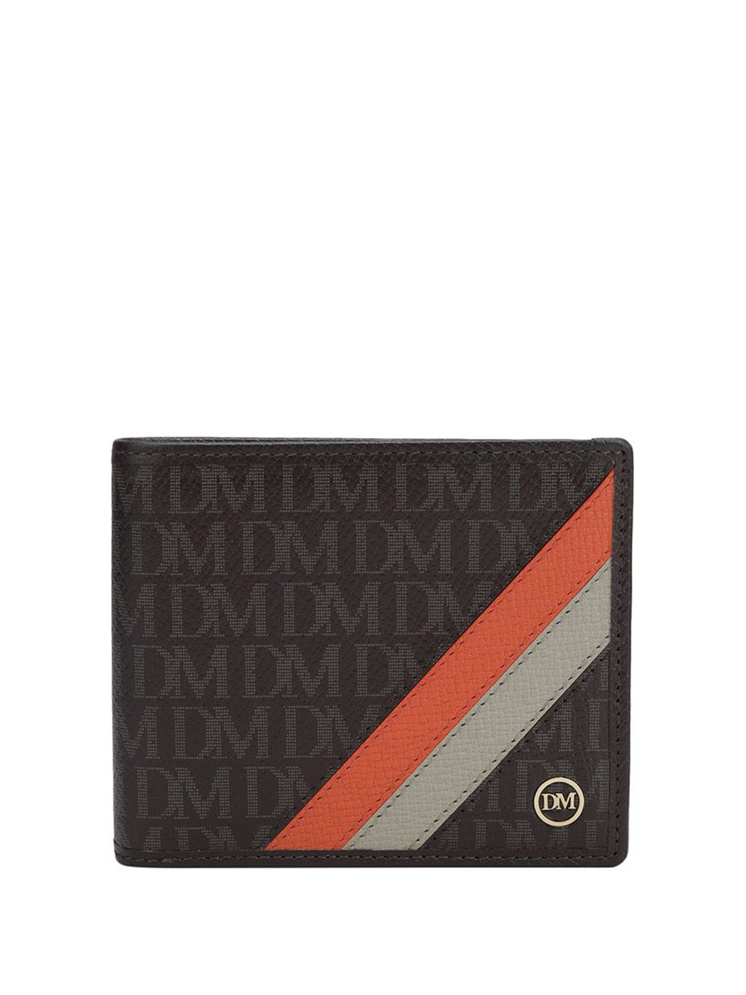 

Da Milano Men Brand Logo Printed Leather Two Fold Wallet, Brown