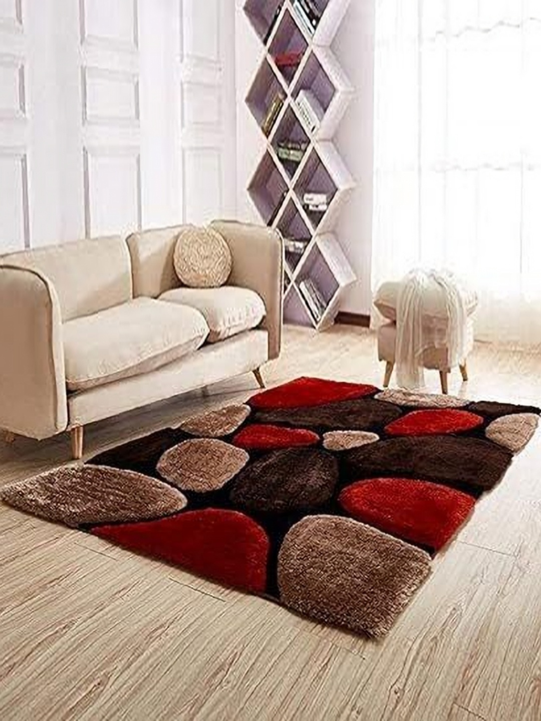 

Banchmark Home Furnishings Red Geometric Handmade Polyester Carpet