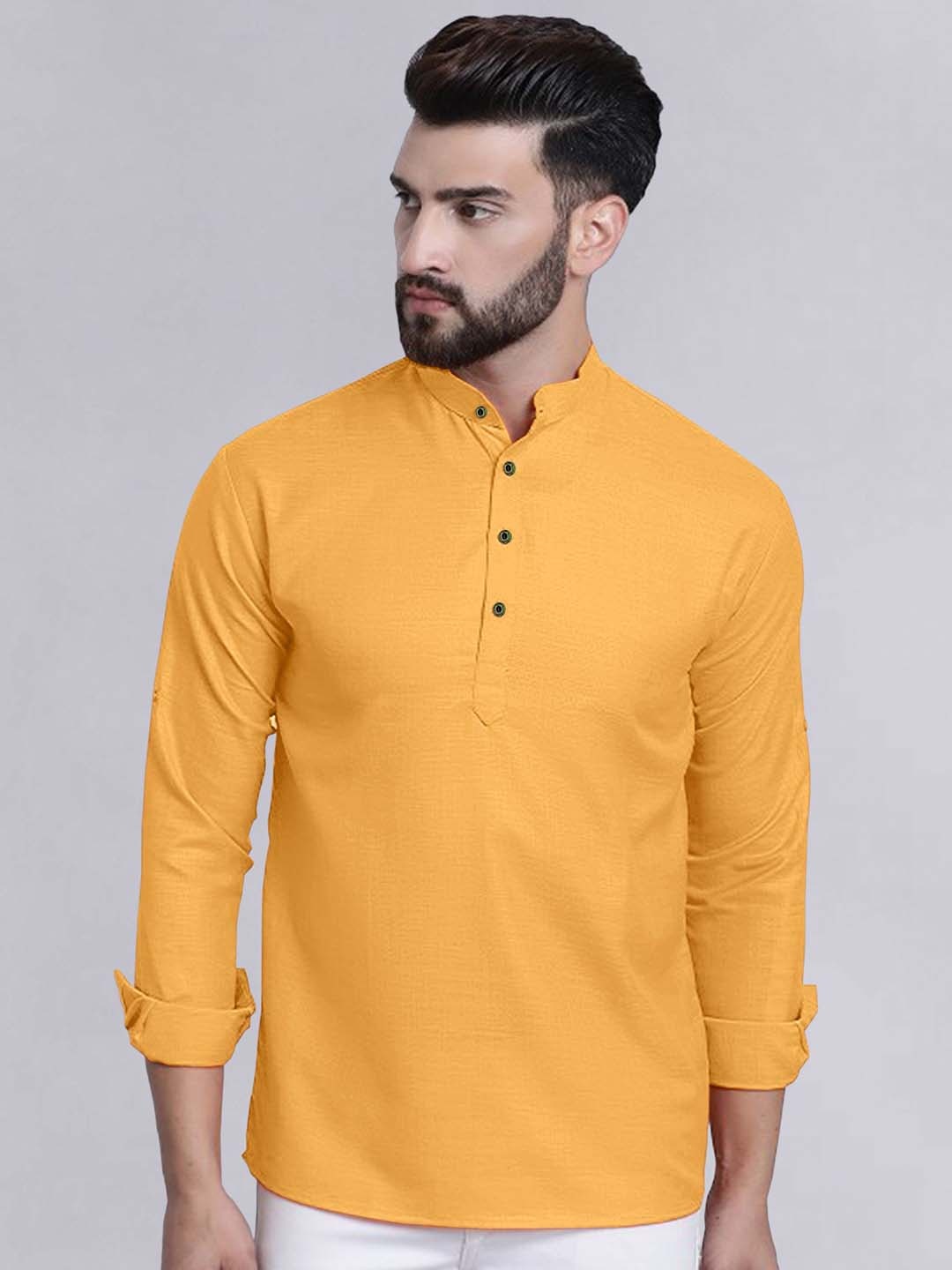 

allan peter Men Thread Work Kurta, Orange