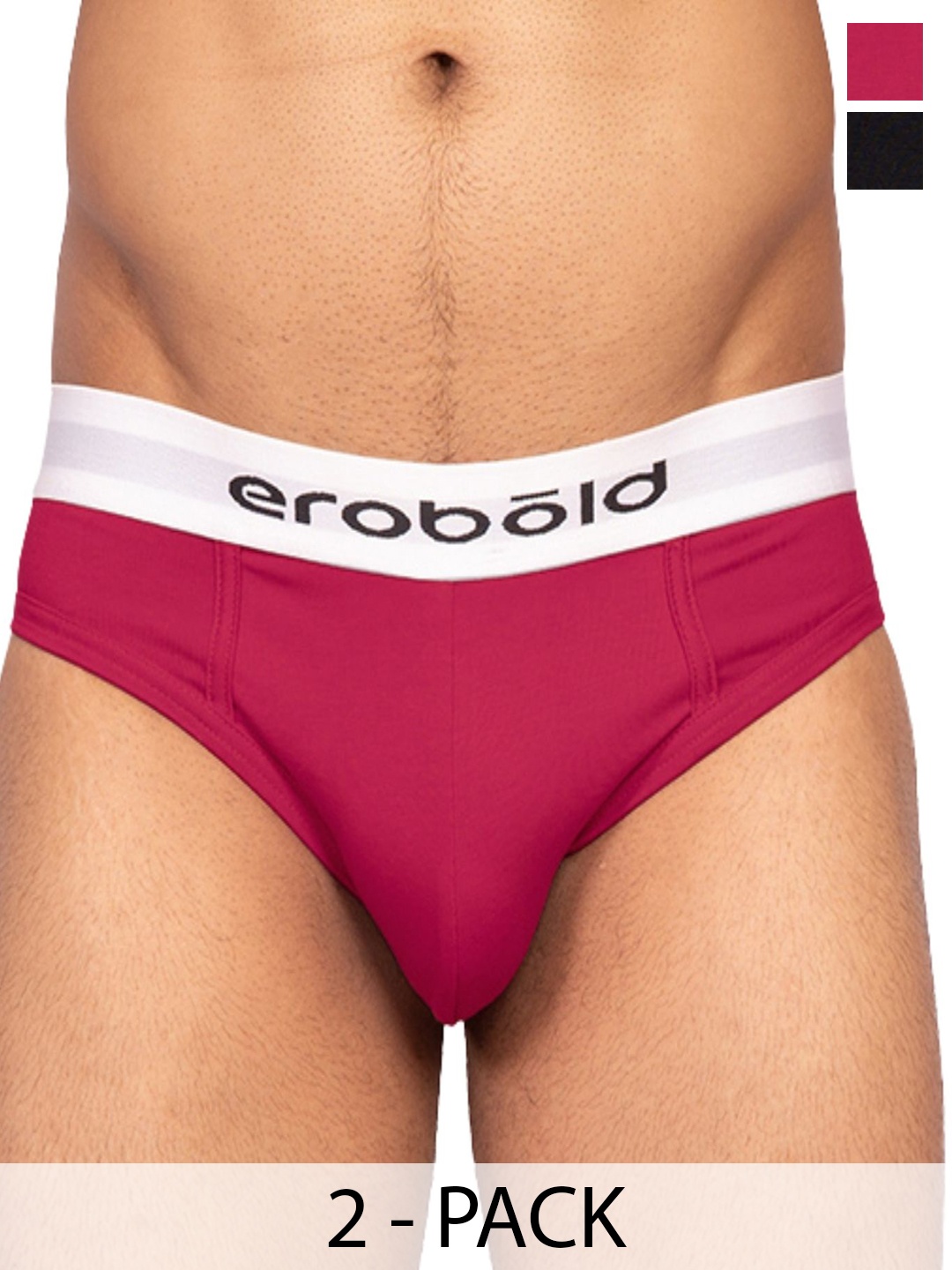 

EROBOLD Pack Of 2 Mid-Rise Cotton BriefsMBRC2-BR17MBK1CS, Magenta