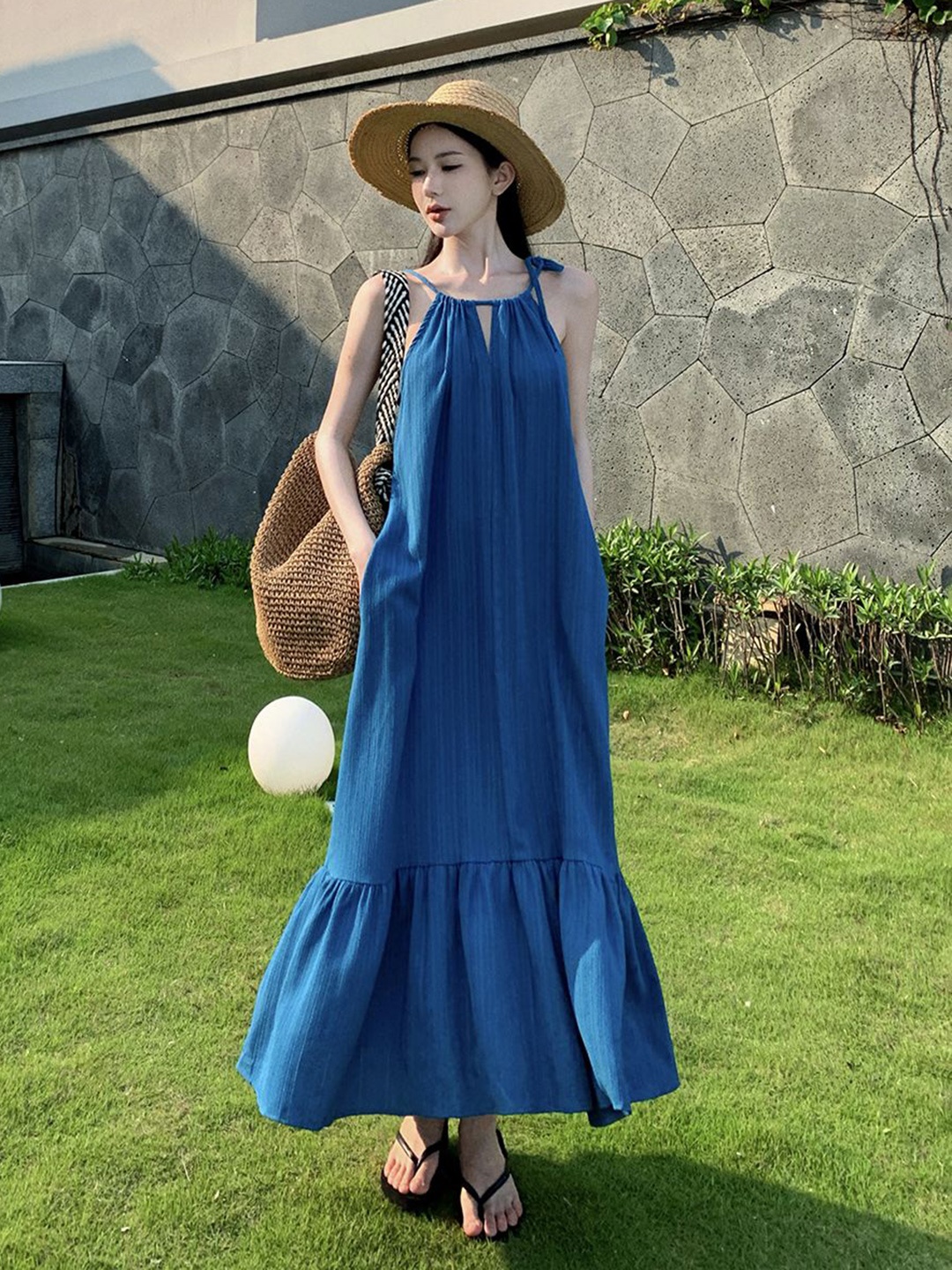 

JC Mode Shoulder Straps Maxi Dress, Blue