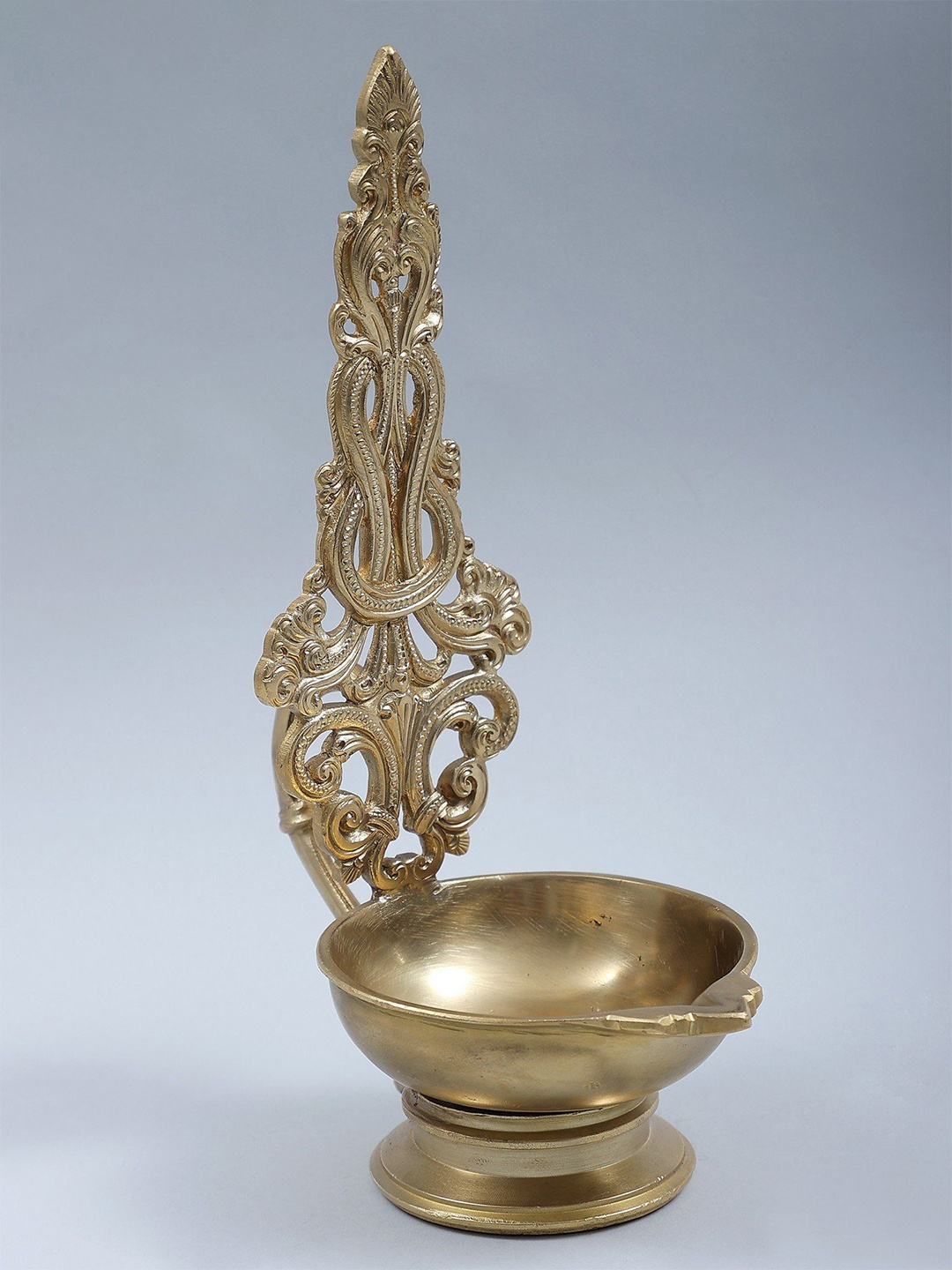 

Exotic India Bronze Designer Hoysala Art Diya, Gold