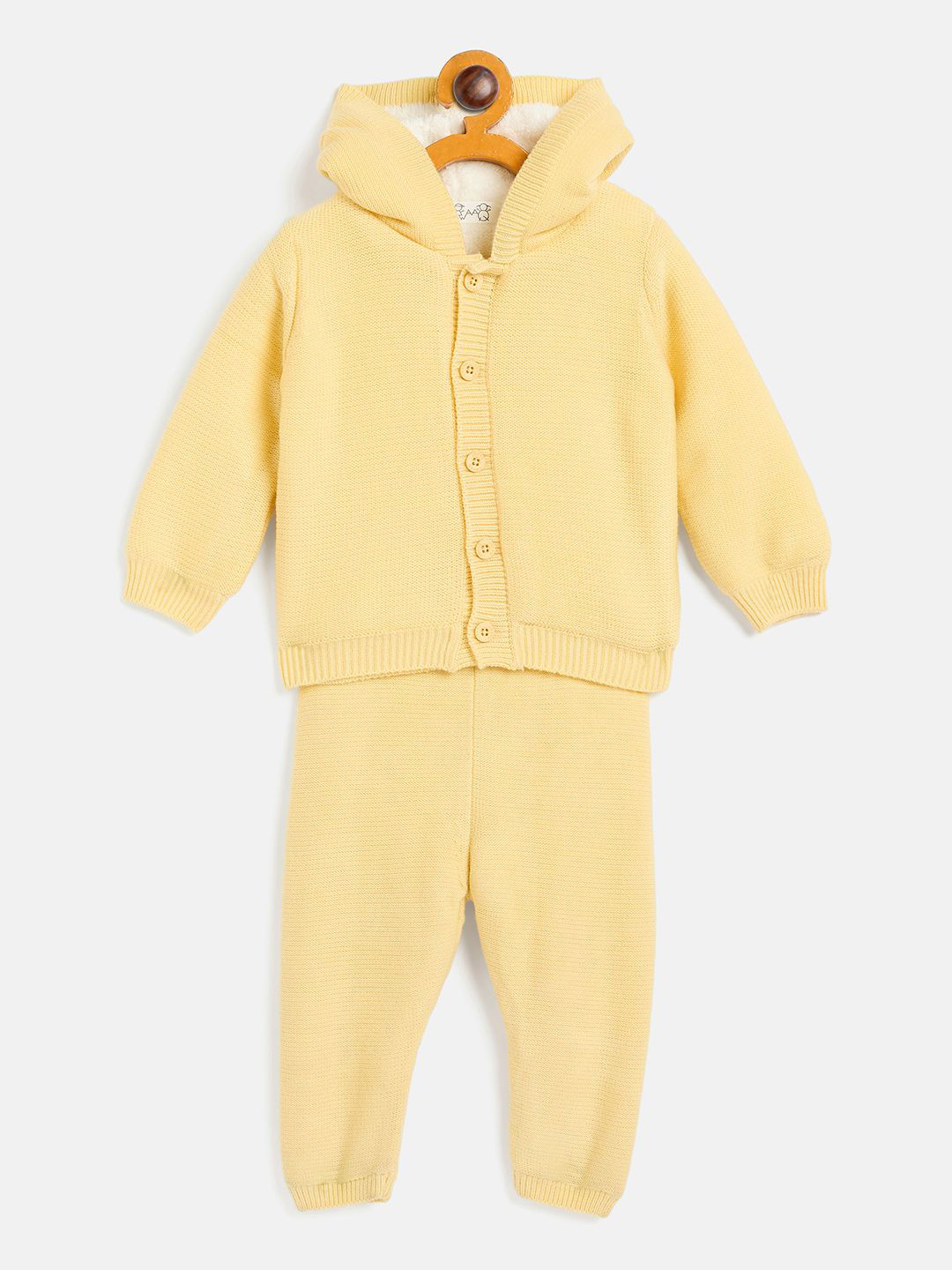 

JWAAQ Kids Unisex Self Design Hooded Sweatshirt With Joggers, Yellow