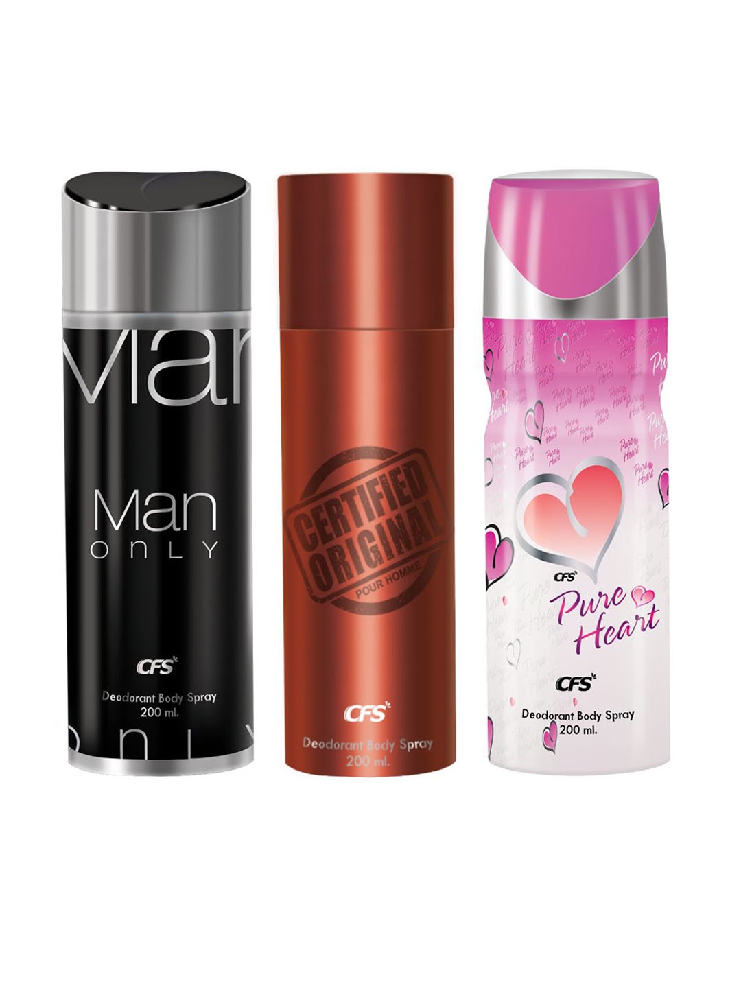 

CFS Set Of 3 Long Lasting Deodorant Body Sprays - 200ml Each, Black