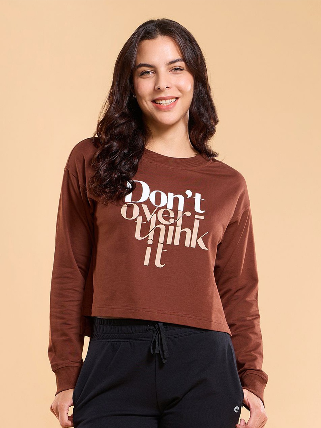 

Enamor Graphic Drop Shoulder Cotton Terry Sweatshirt-E9G2, Brown