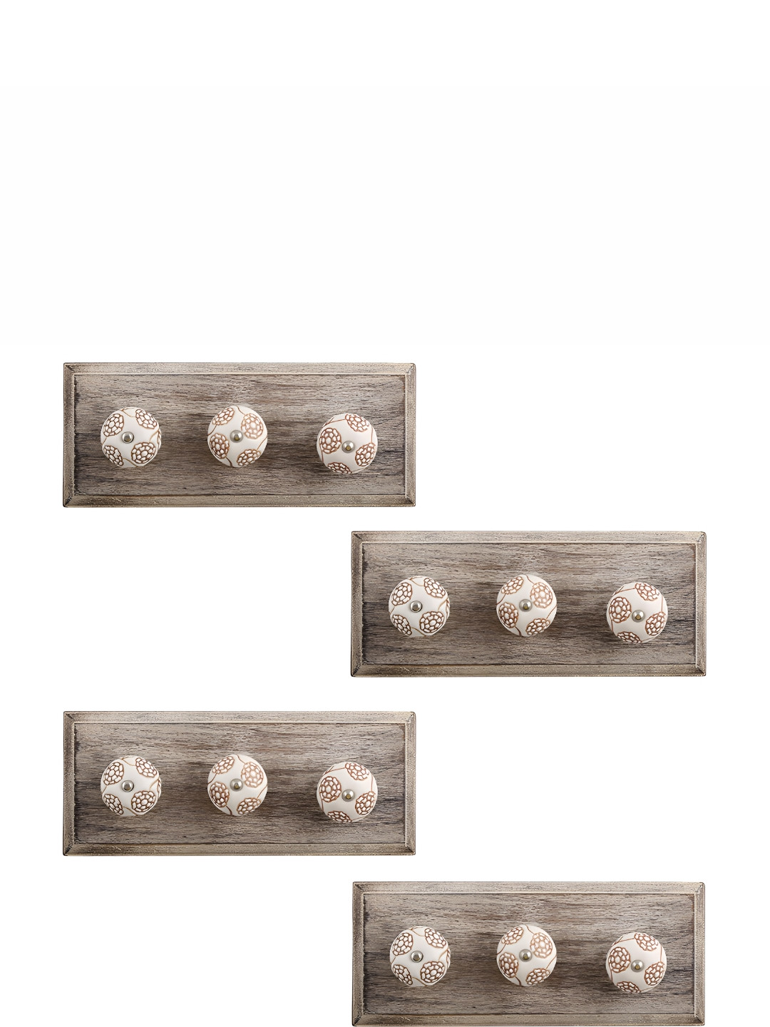 

Indianshelf 4-Pcs White & Brown Wooden Wall Hook