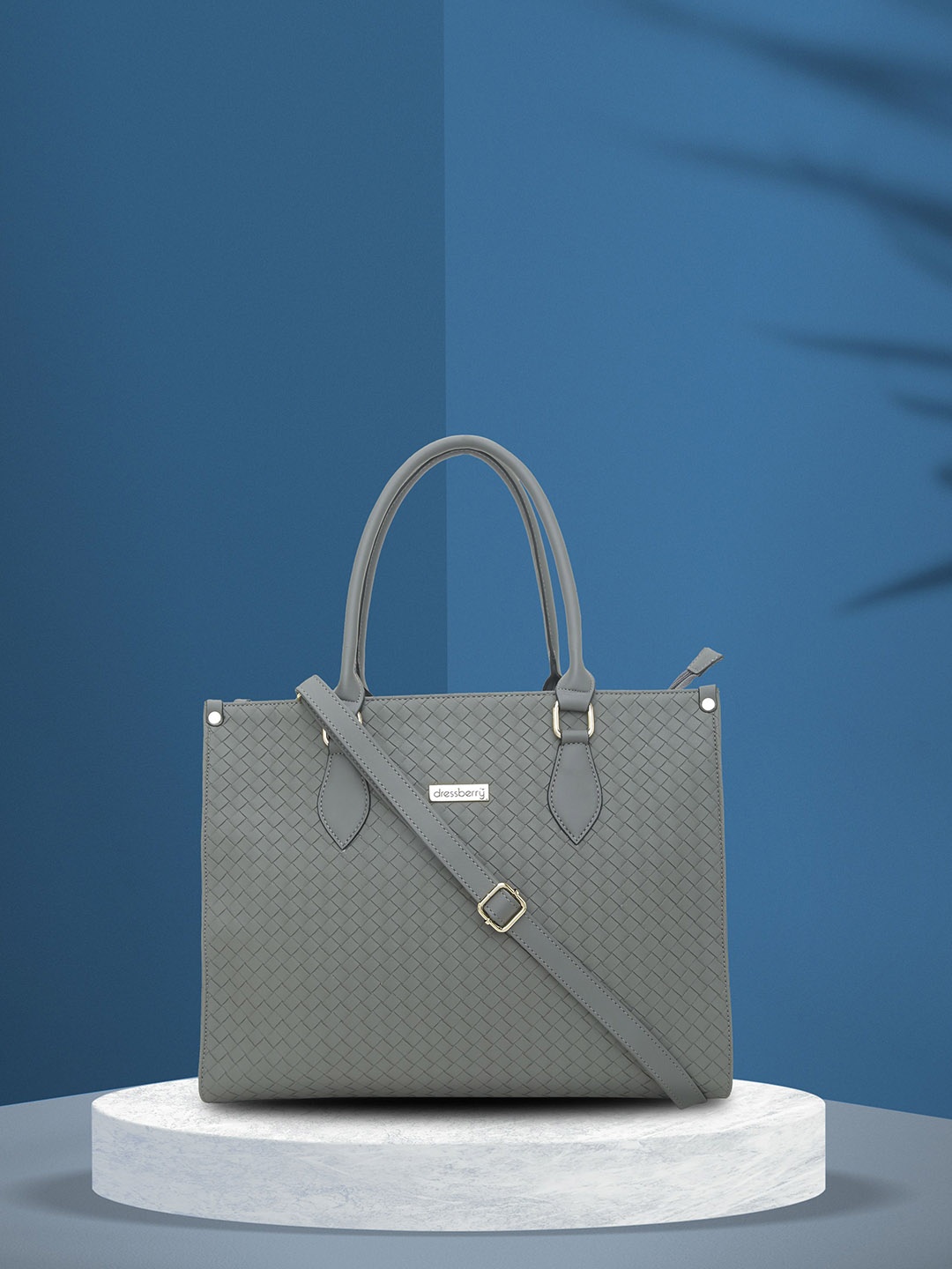 

DressBerry Grey Geometric Textured Structured Laptop Handheld Bag